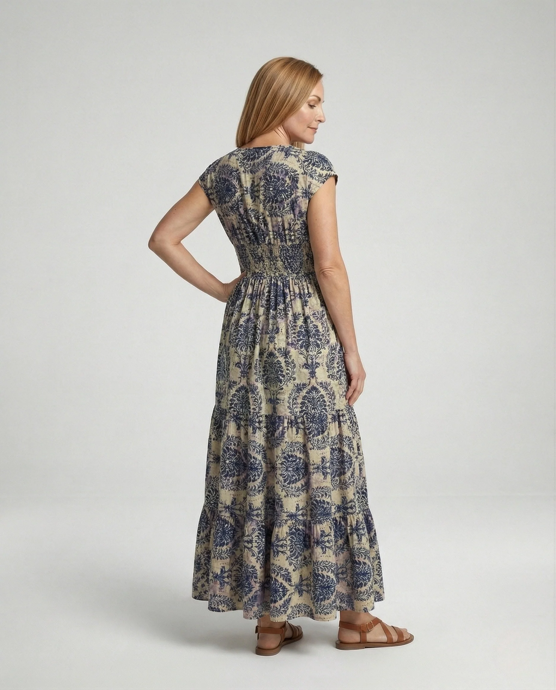 Damen Maxikleid Sommer mit Smock - Image 4