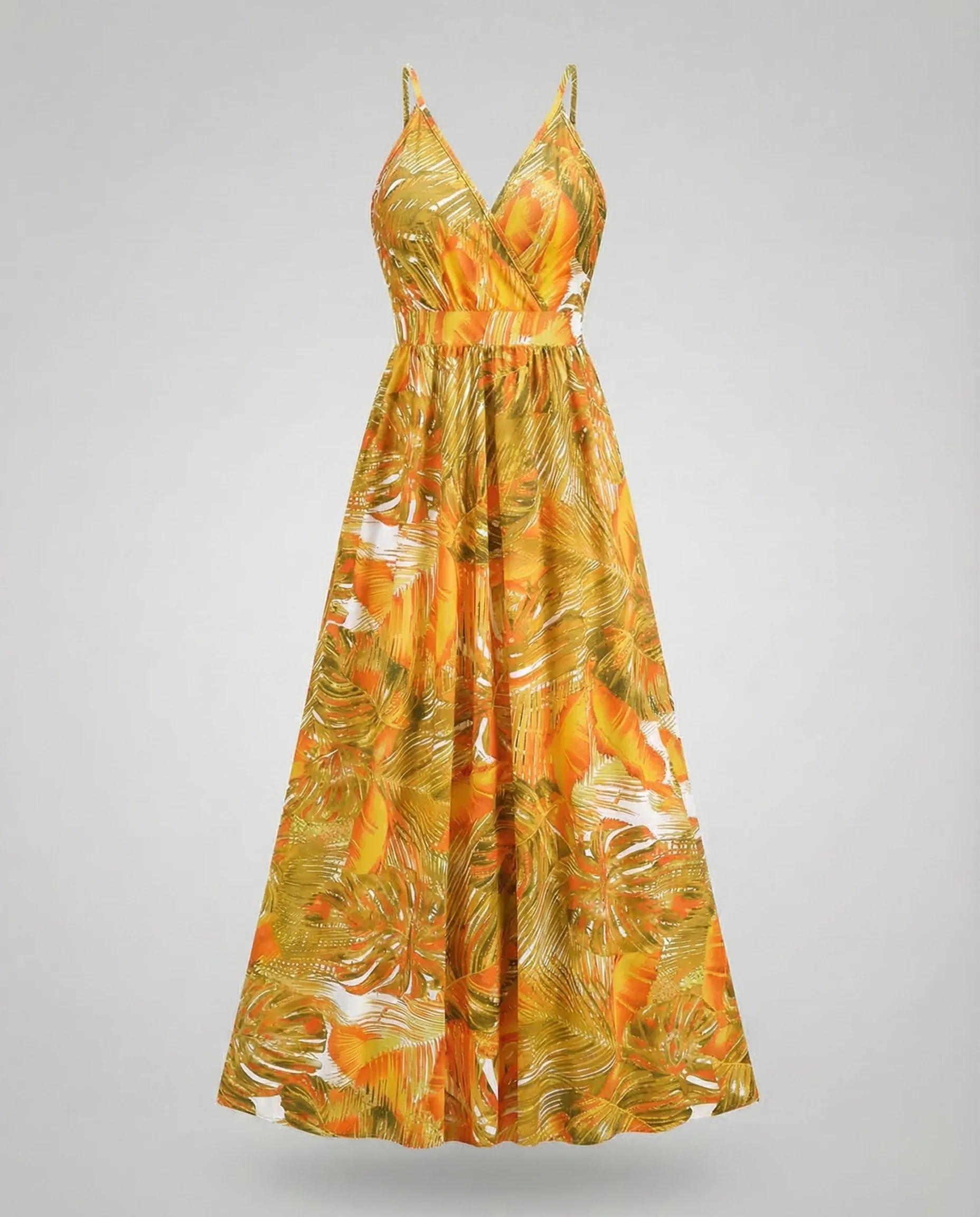 Damen Maxikleid Spaghettiträger Wickeloberteil Empire - Image 8