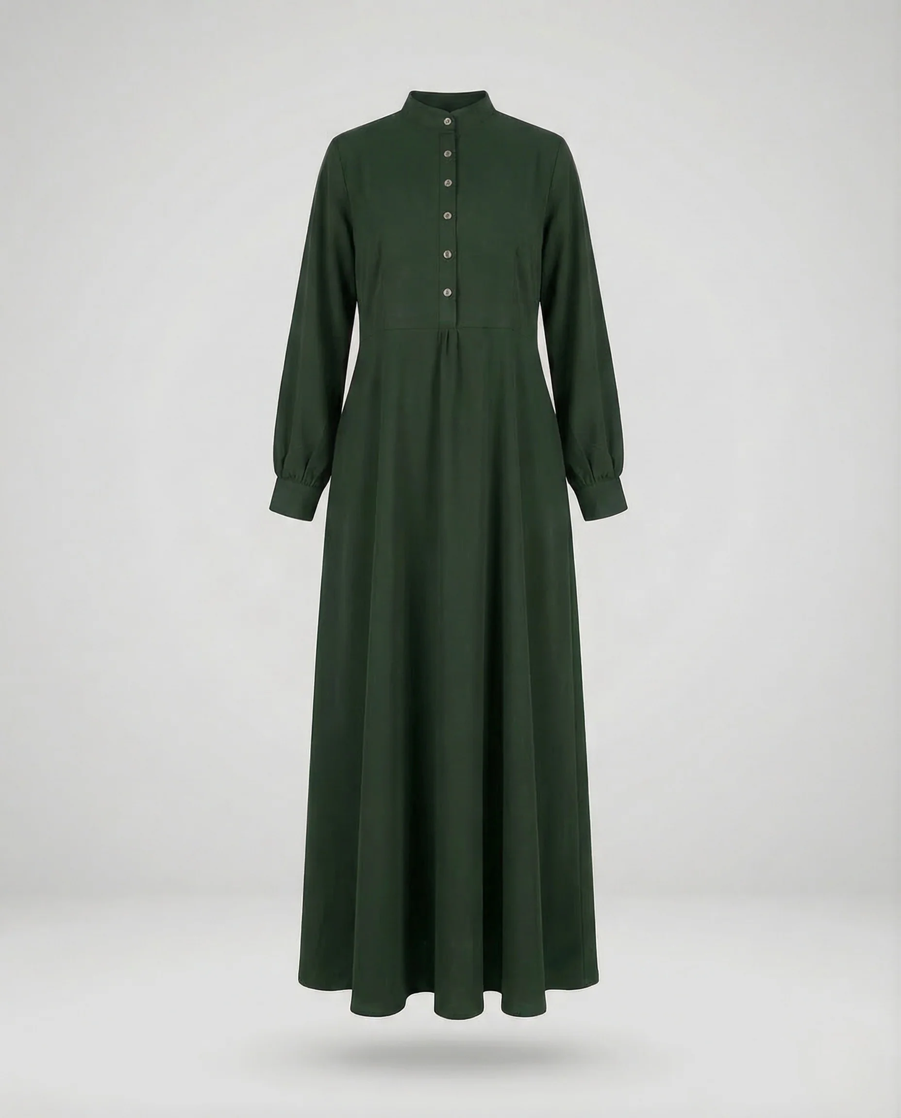 Damen Maxikleid Stehkragen Knopfleiste - Image 6