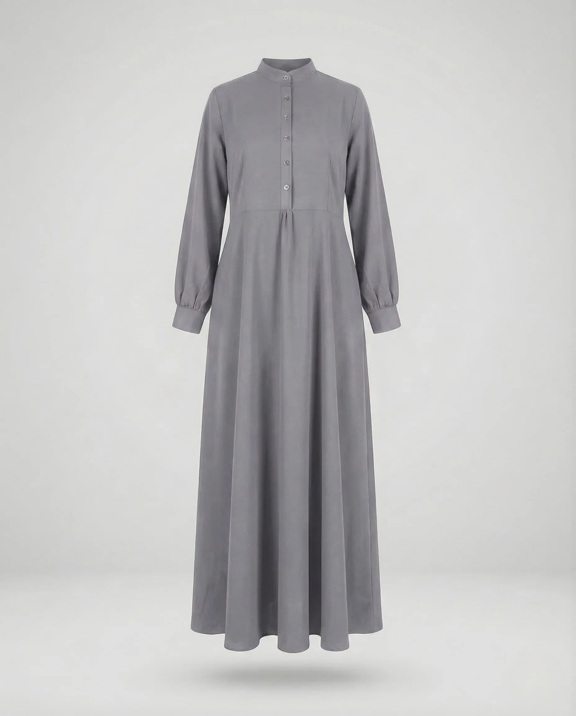 Damen Maxikleid Stehkragen Knopfleiste - Image 8