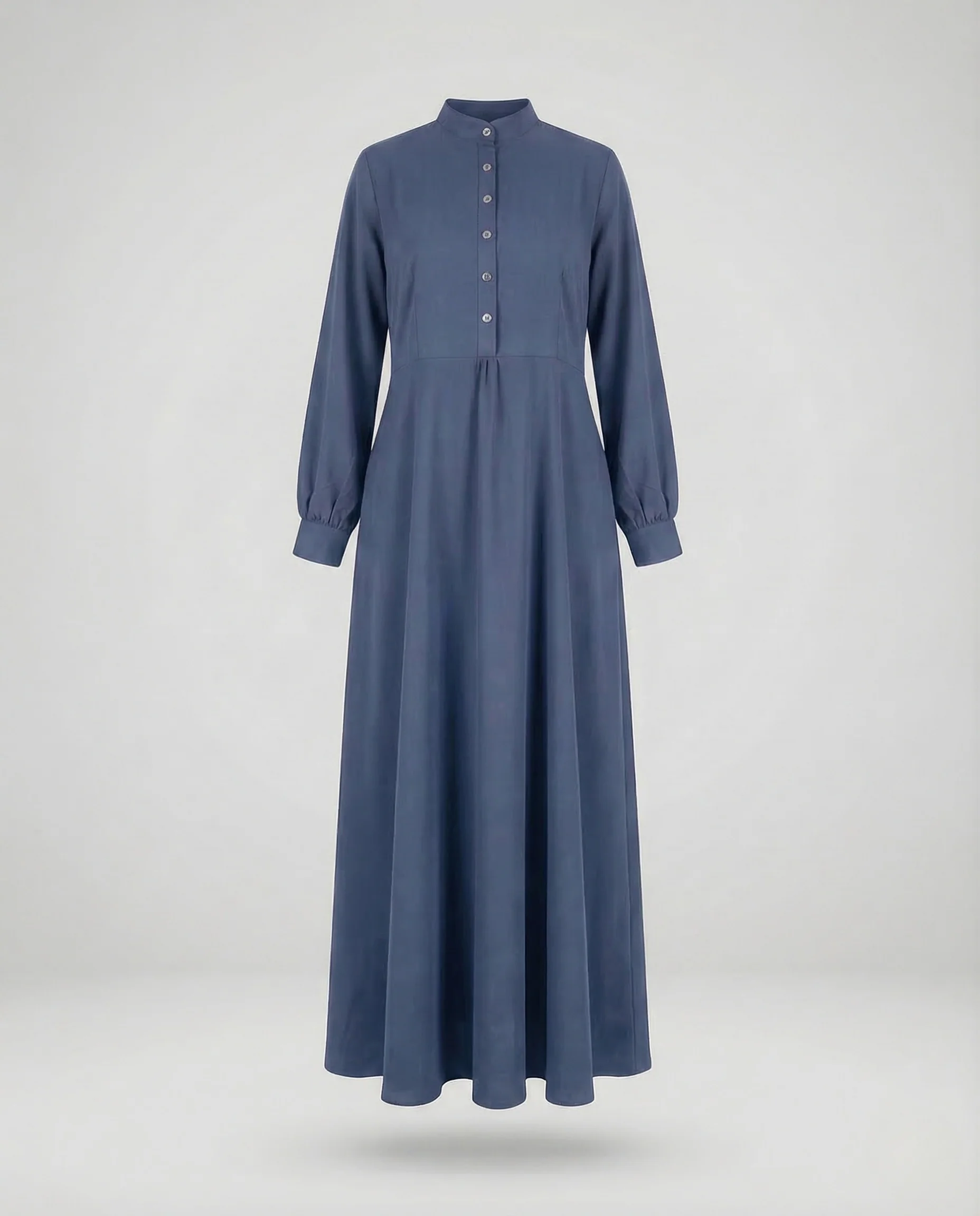 Damen Maxikleid Stehkragen Knopfleiste - Image 9