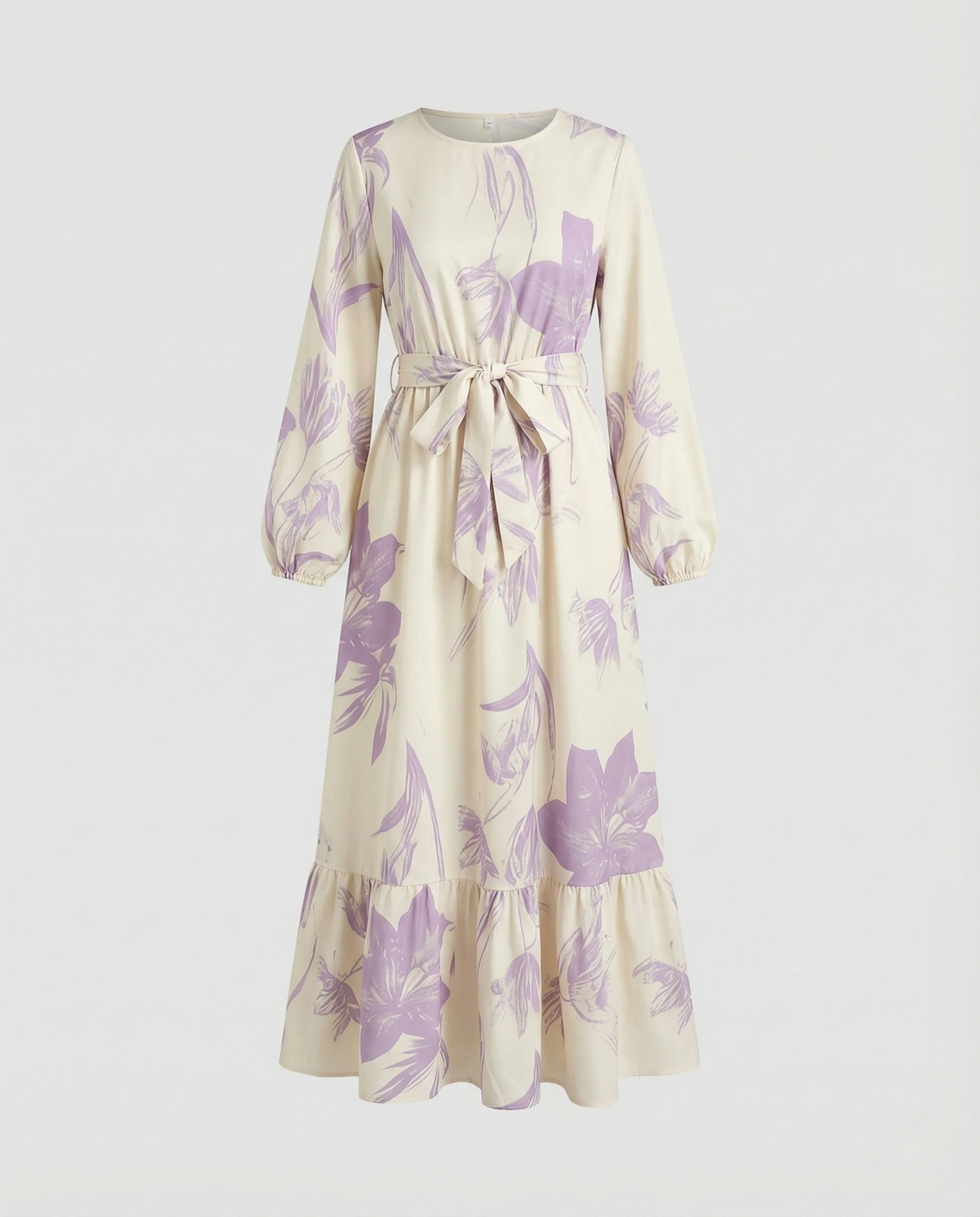 Damen Maxikleid mit Ballonärmeln und Volantsaum - Image 5