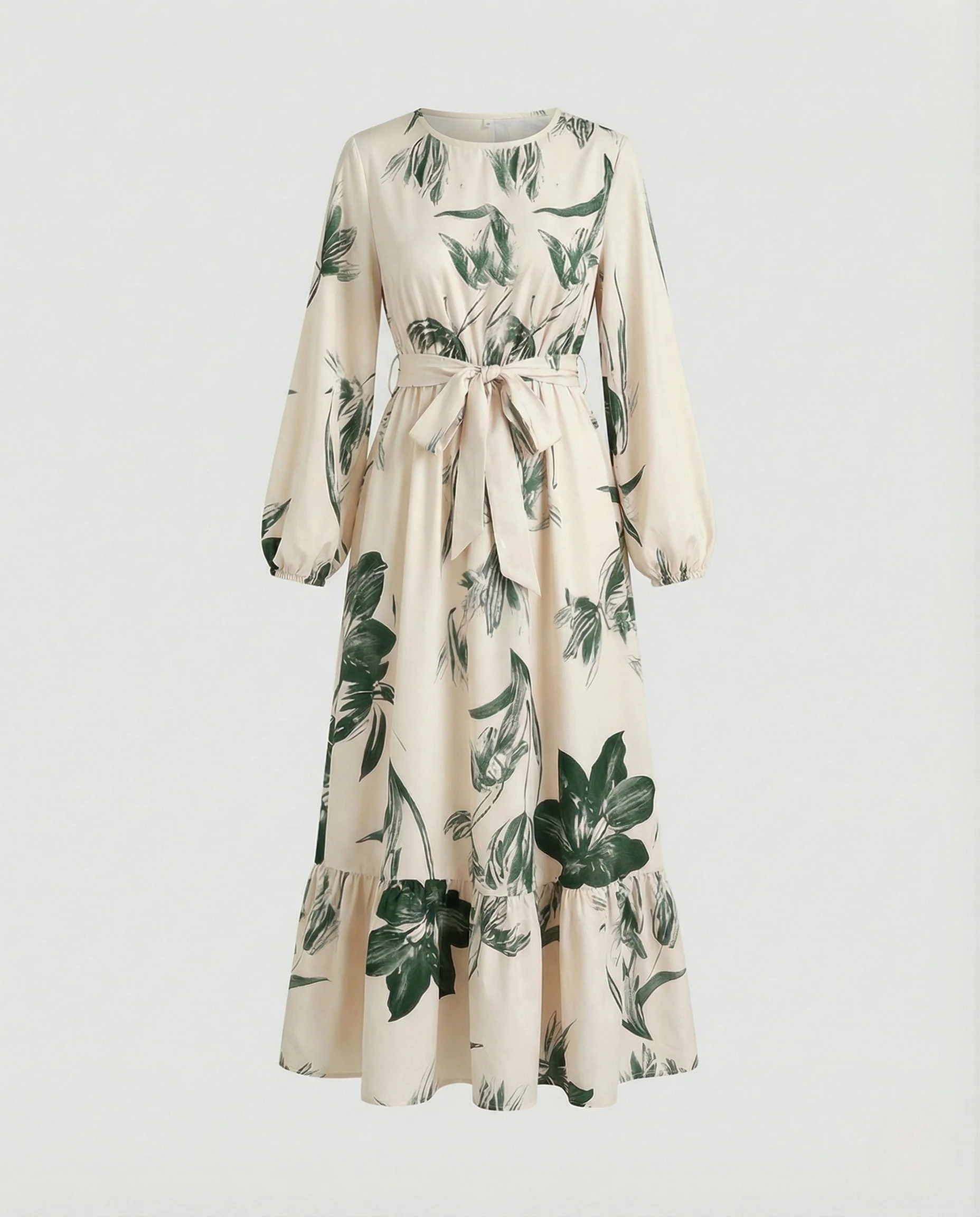Damen Maxikleid mit Ballonärmeln und Volantsaum - Image 6