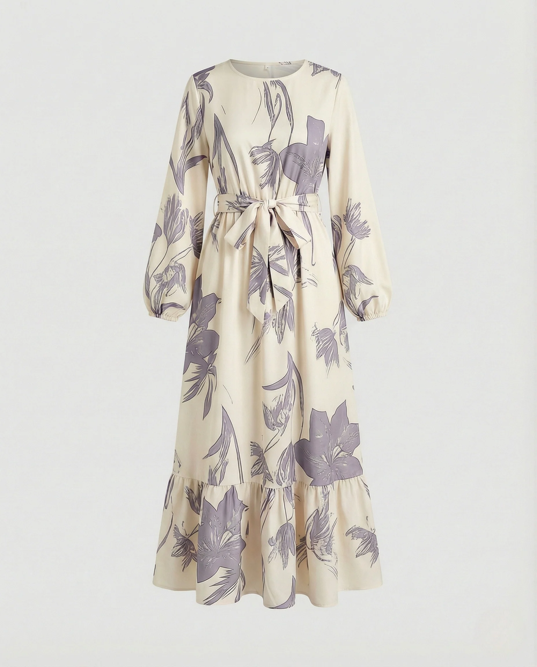 Damen Maxikleid mit Ballonärmeln und Volantsaum - Image 7
