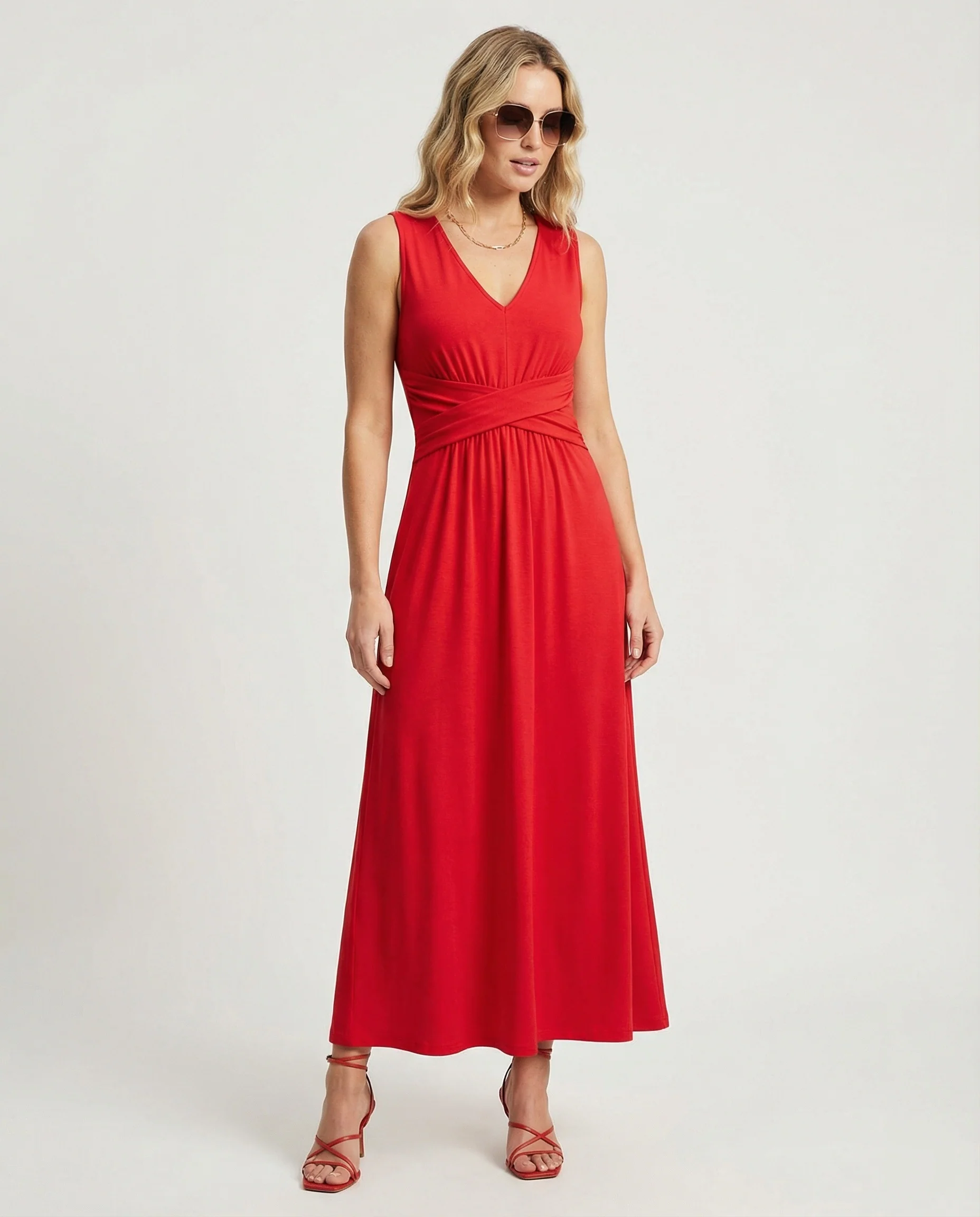 Damen Maxikleid V Ausschnitt ärmellos - Image 10