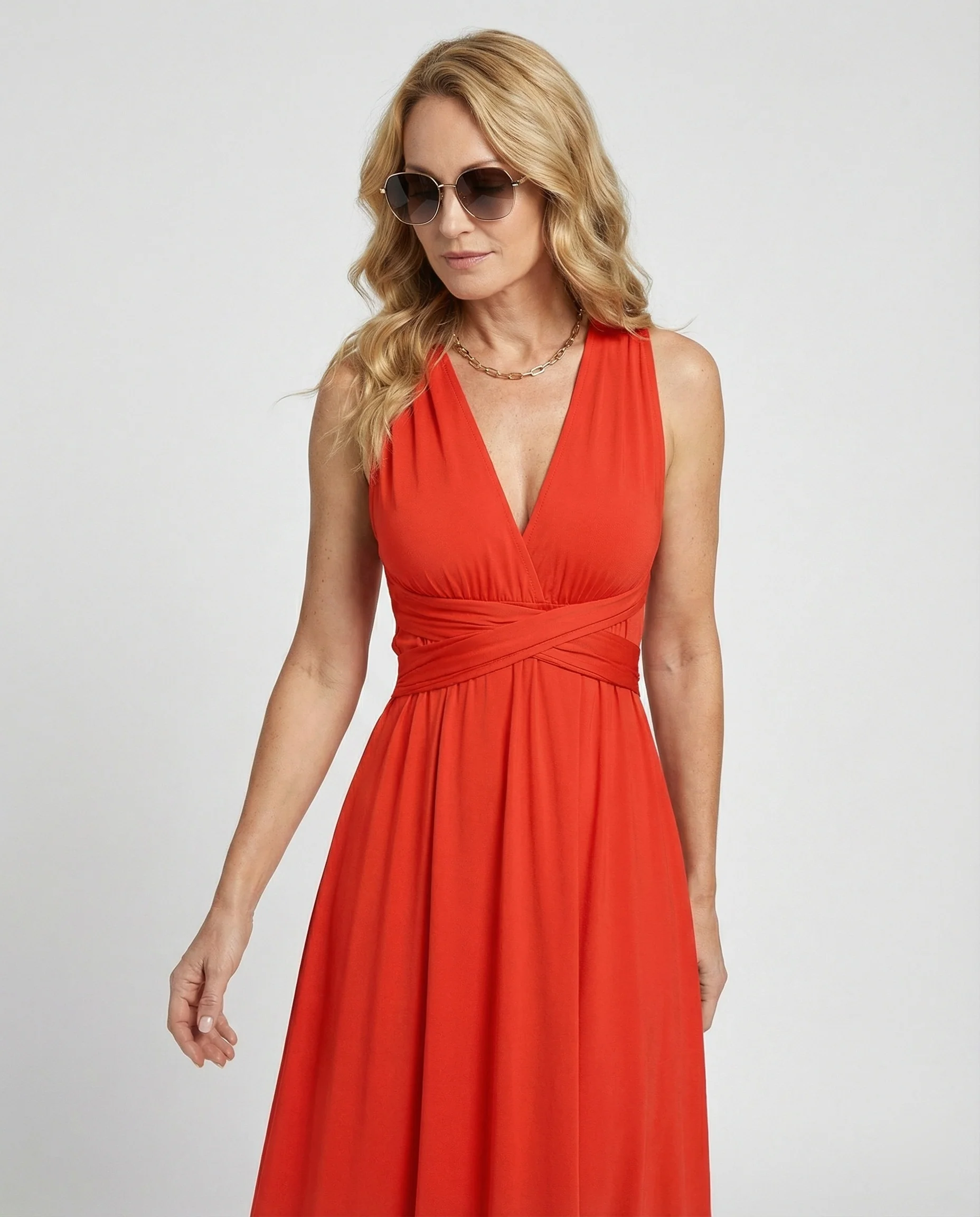 Damen Maxikleid V Ausschnitt ärmellos - Image 11