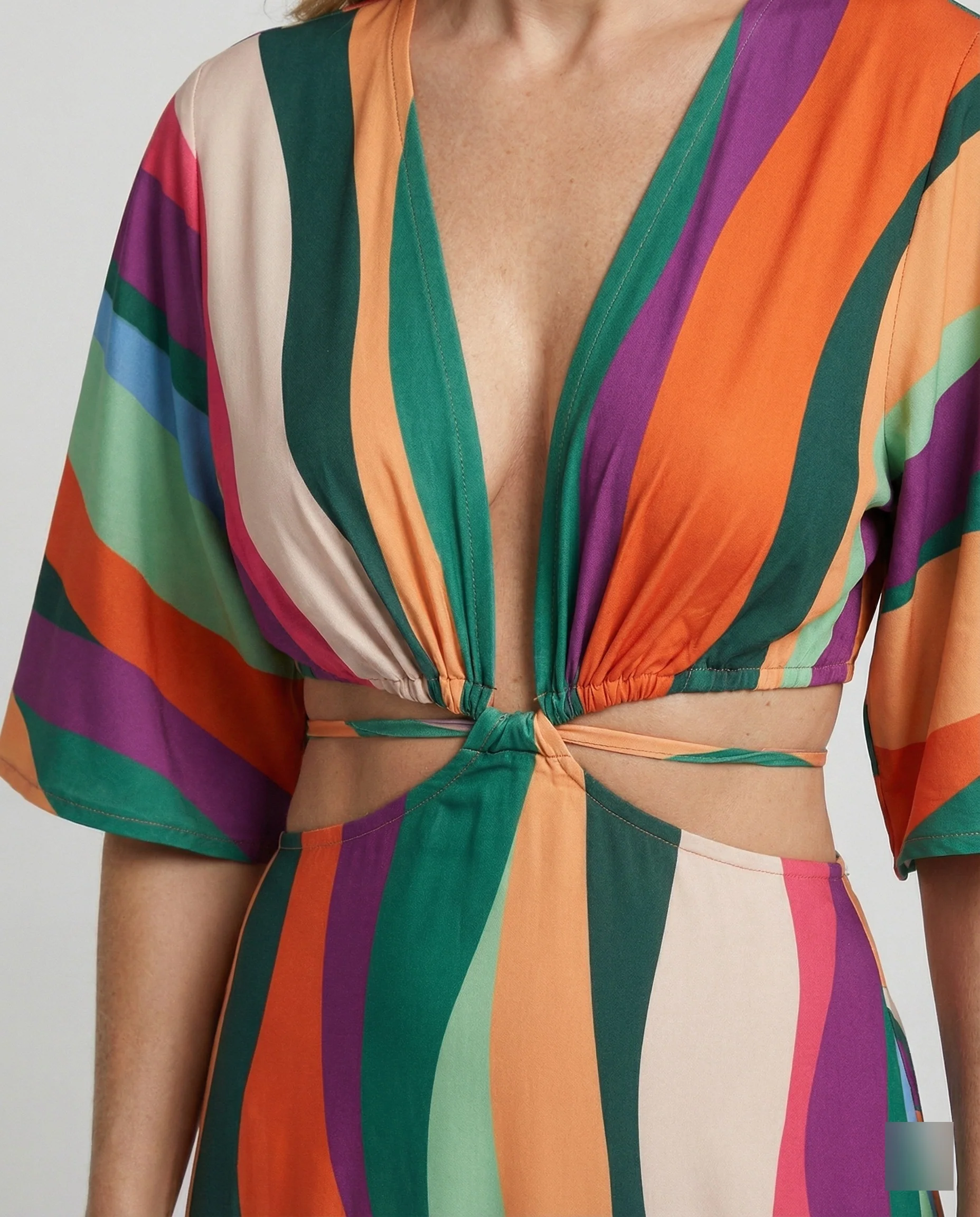Damen Maxikleid Sommer V-Ausschnitt Kimono - Image 3