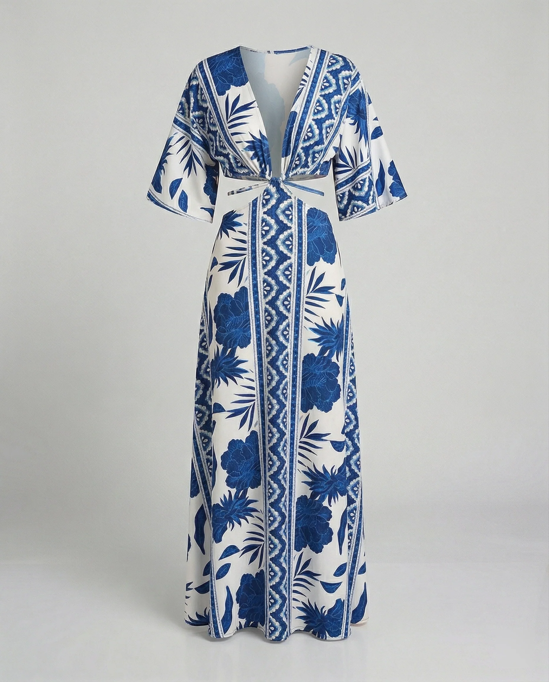 Damen Maxikleid Sommer V-Ausschnitt Kimono - Image 5