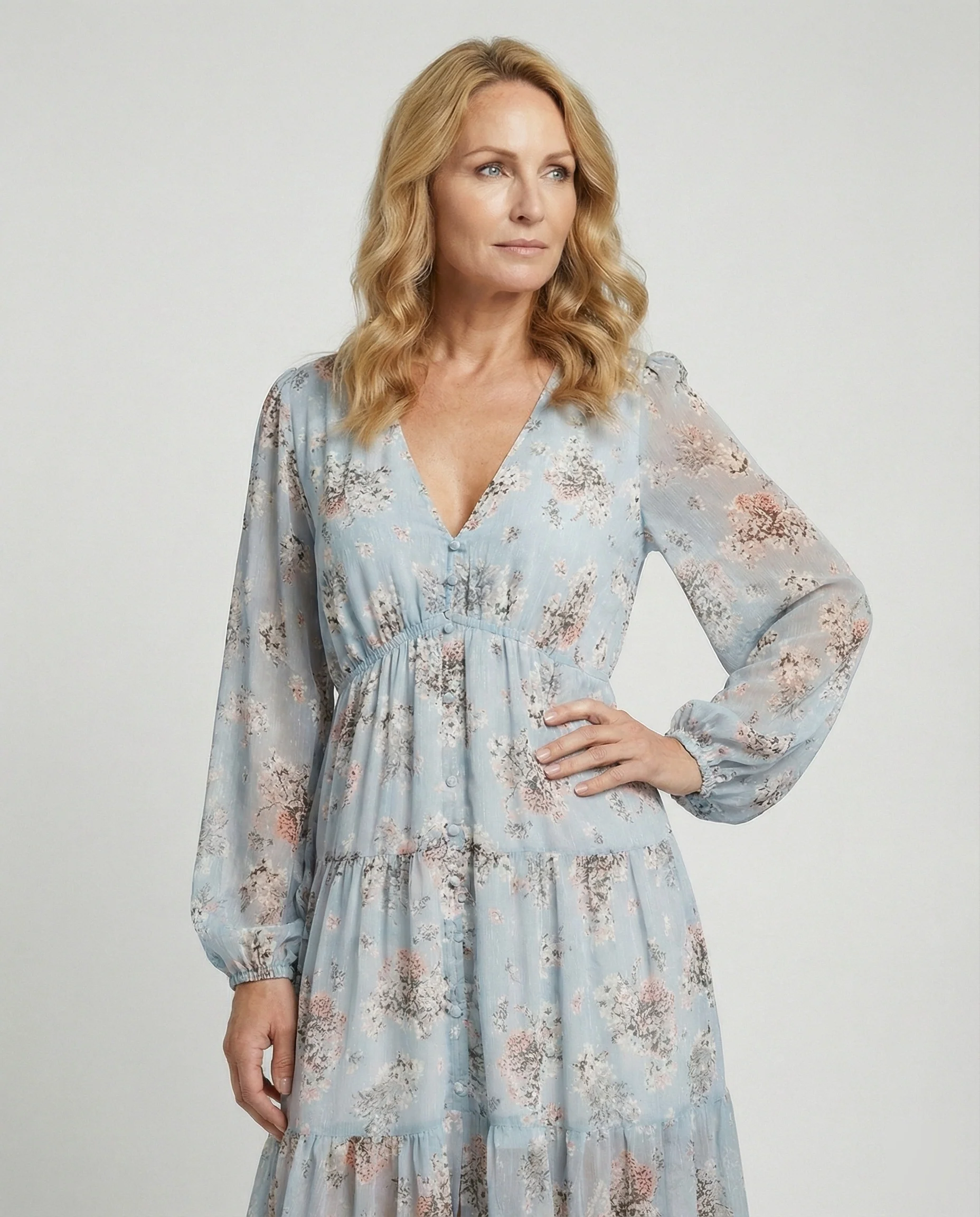 Damen Maxikleid Sommer Knopfleiste - Image 2