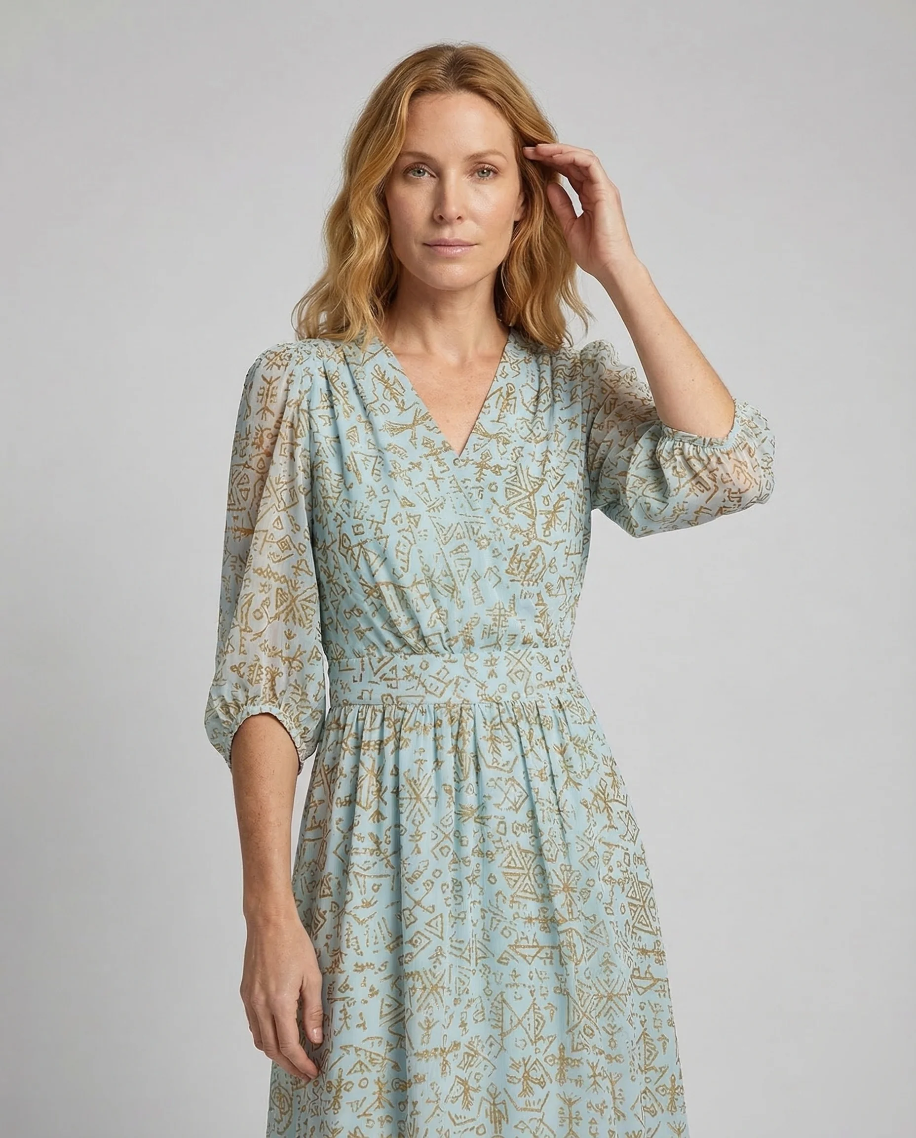 Damen Maxikleid mit V-Ausschnitt und Glockenrock - Image 2
