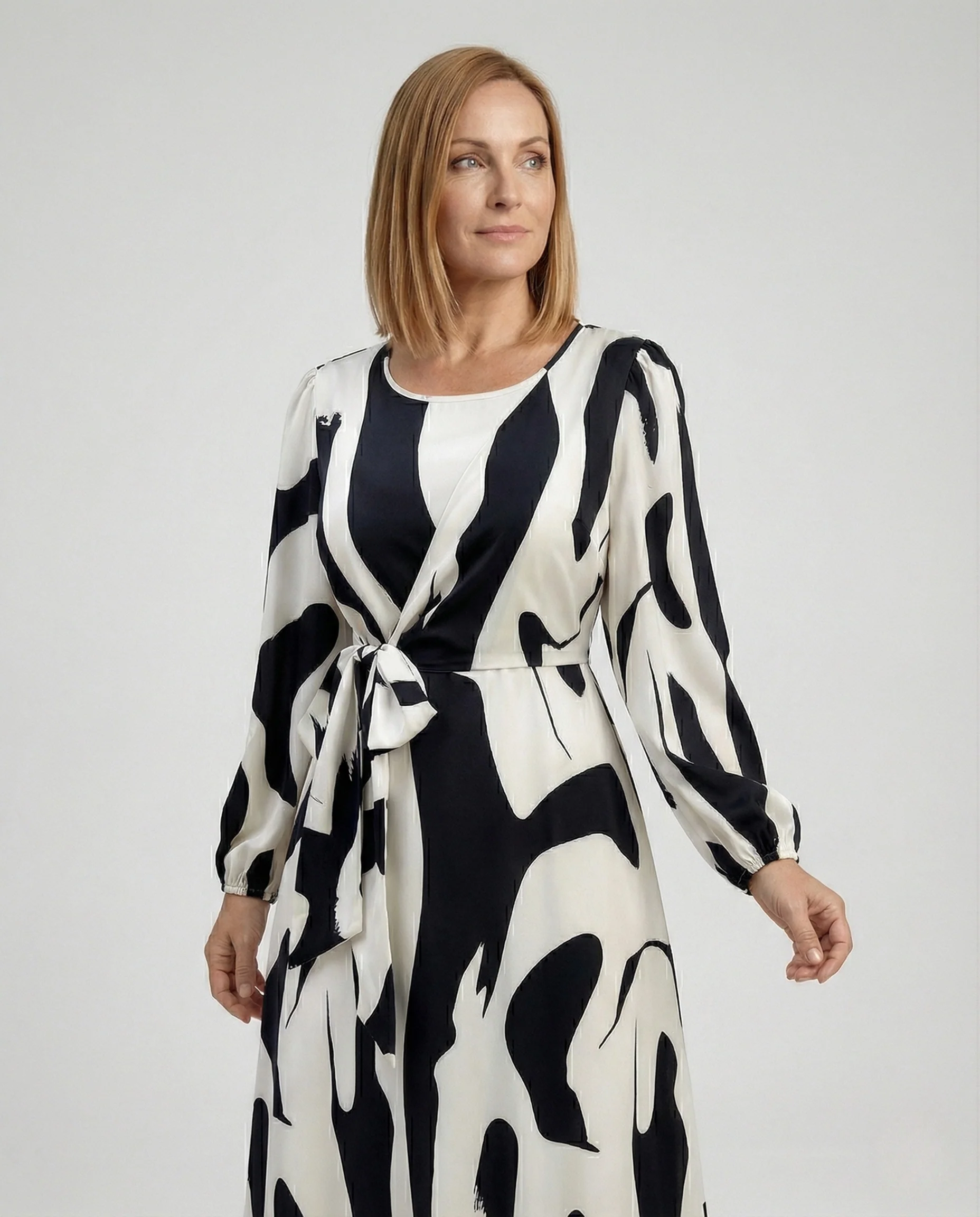 Freizeitkleid Damen Wickel Midikleid - Image 2