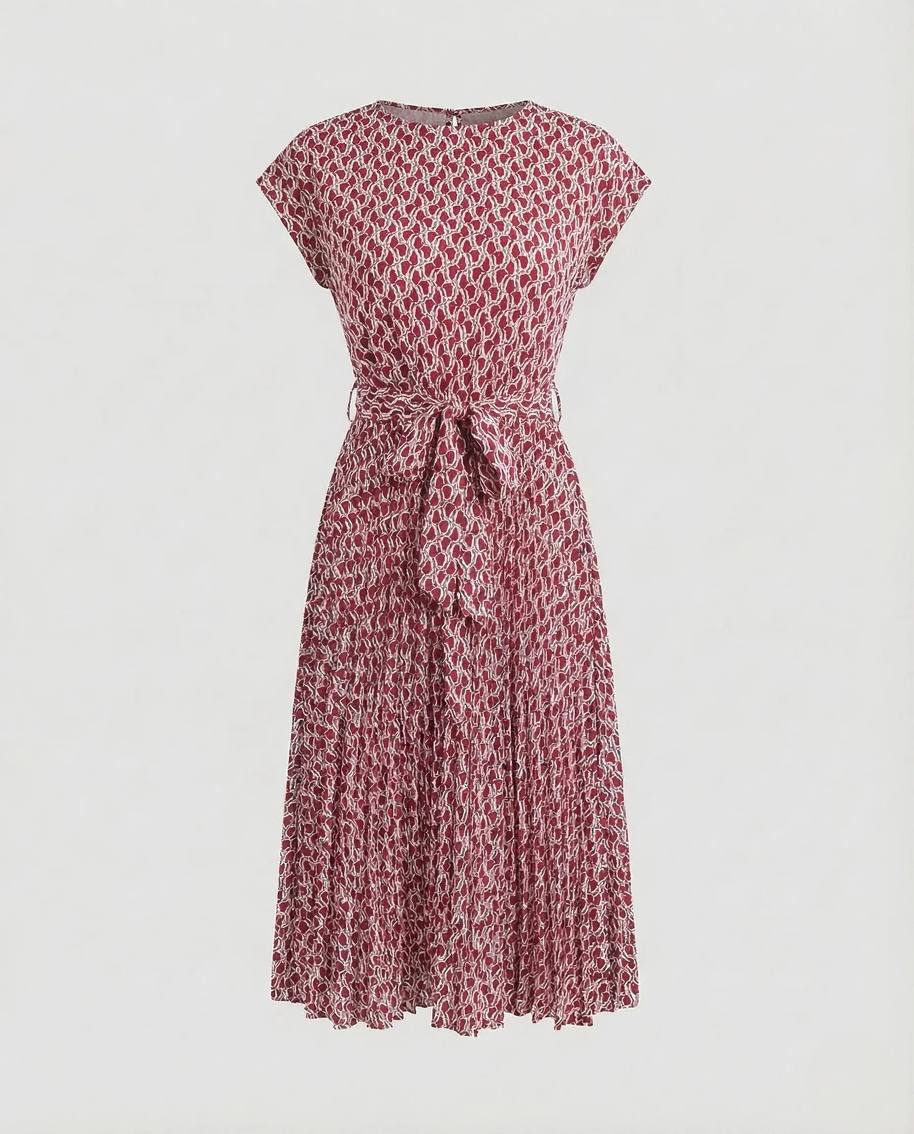 Damen Midikleid Gürtel Plissee - Image 10