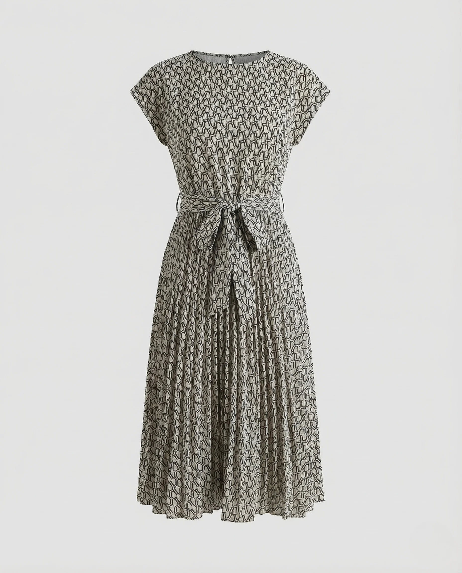 Damen Midikleid Gürtel Plissee - Image 5