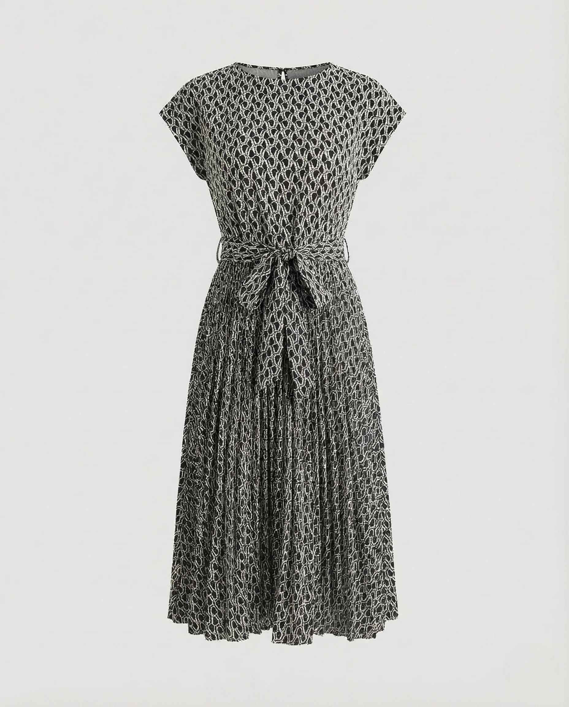 Damen Midikleid Gürtel Plissee - Image 6
