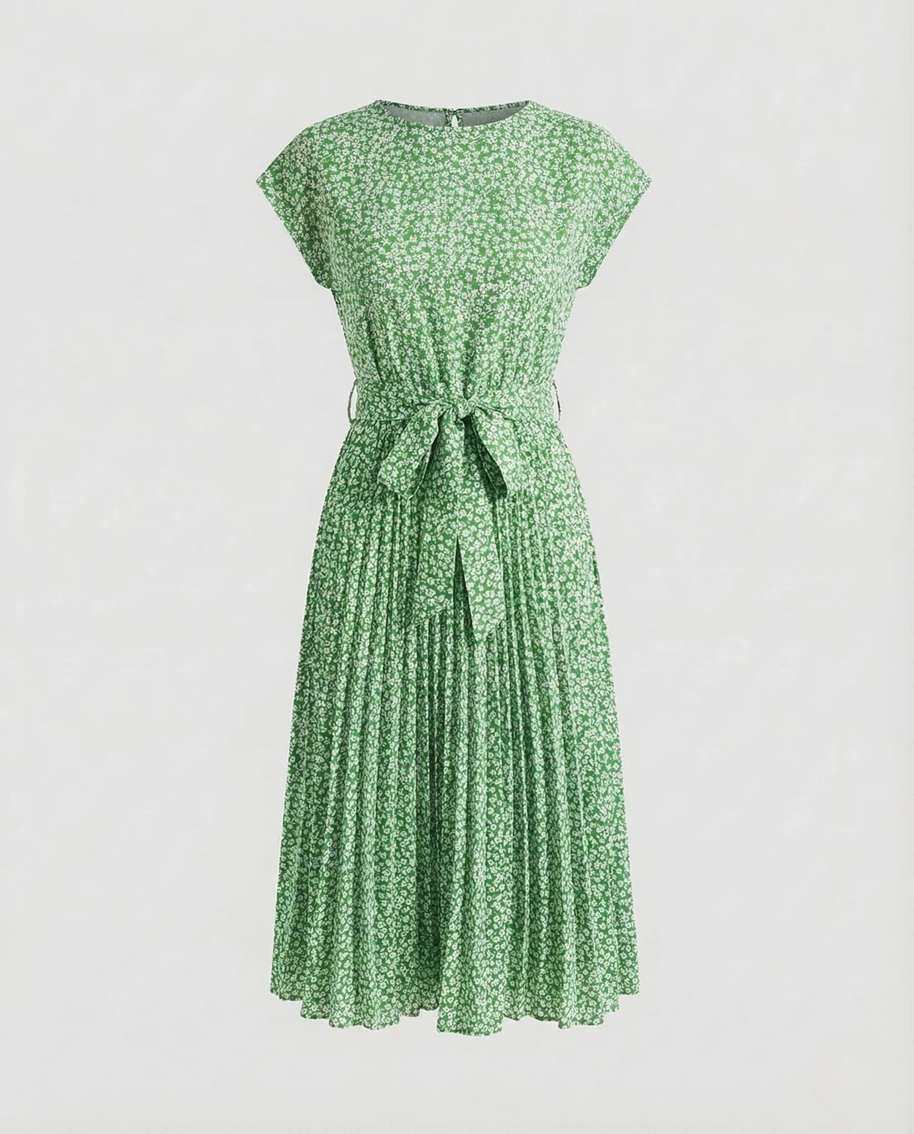 Damen Midikleid Gürtel Plissee - Image 7