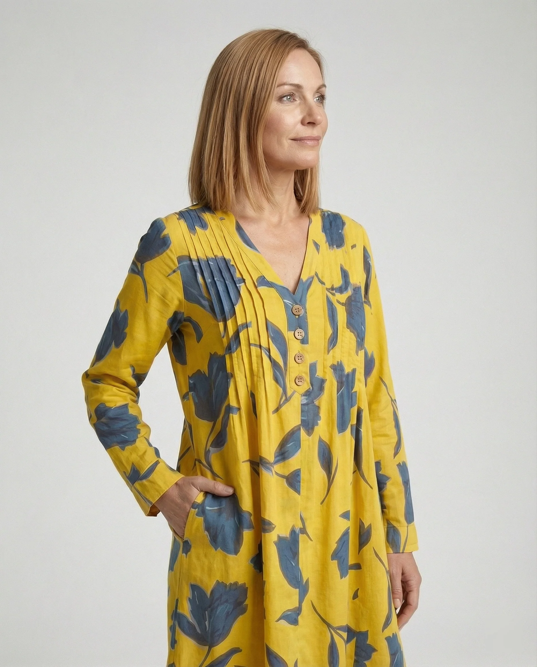 Damen Midikleid V-Ausschnitt fließend - Image 2