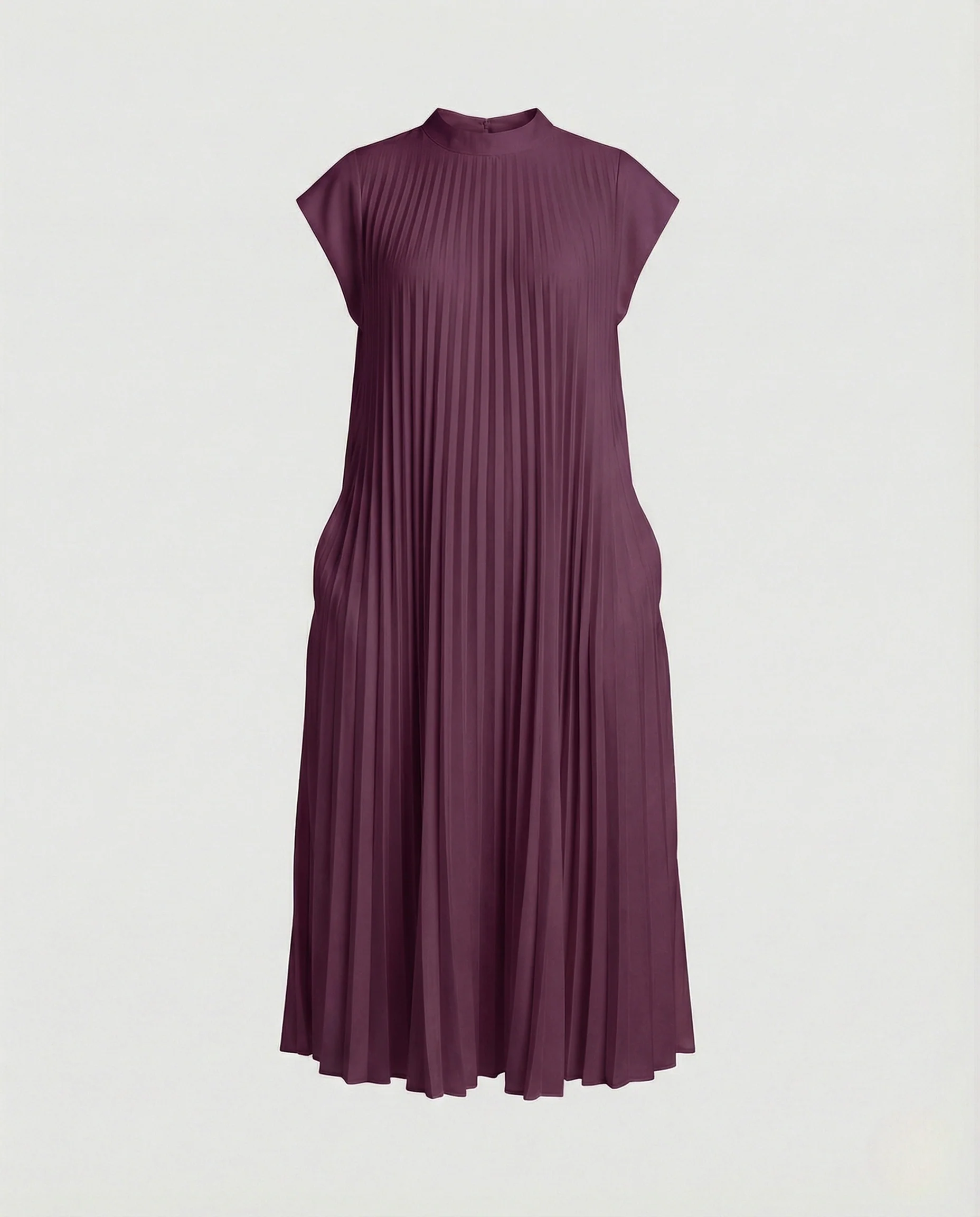 Damen Plissiertes A-Linien Maxikleid mit Taschen - Image 10