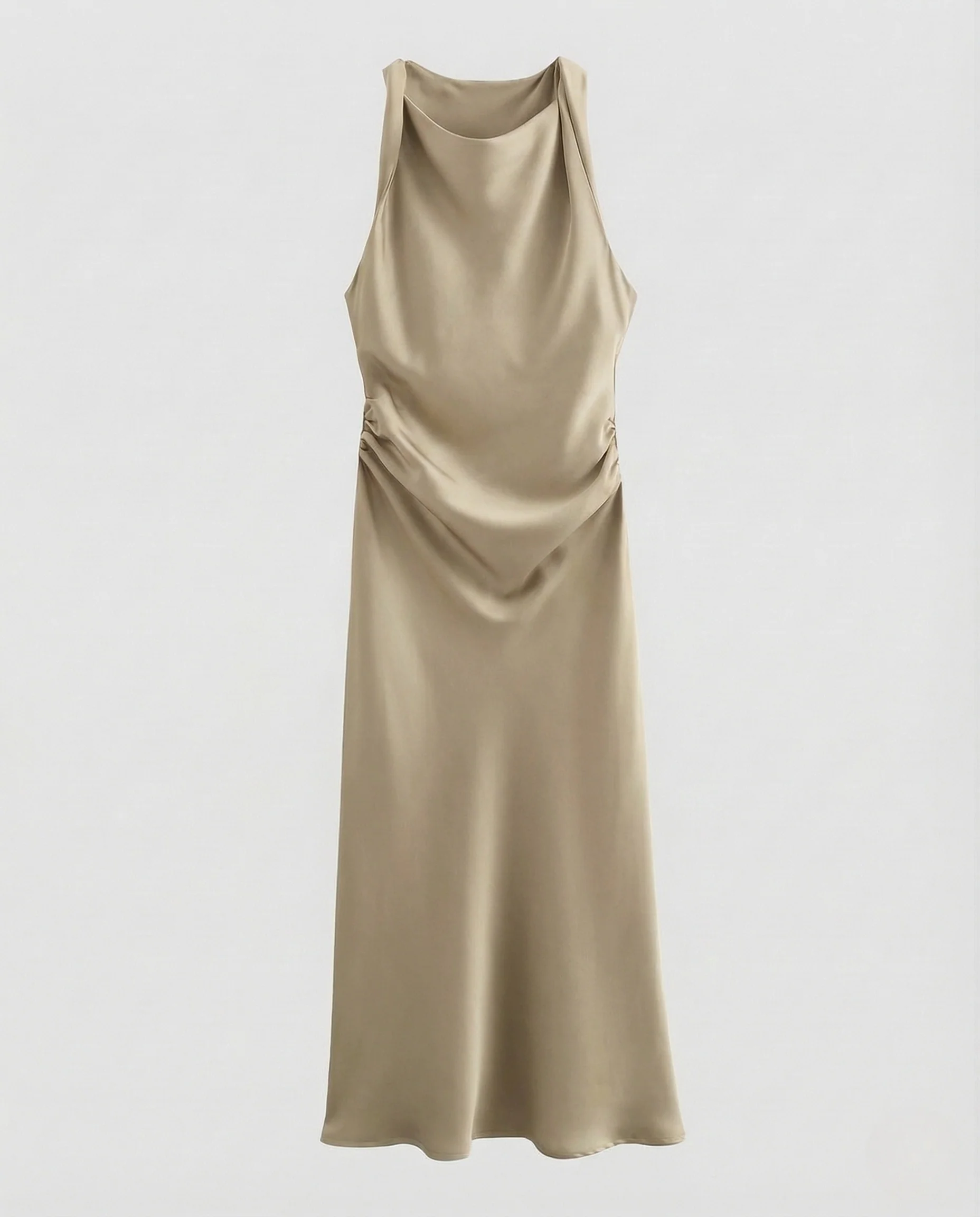 Damen Satin Maxikleid Wasserfall Ausschnitt - Image 7