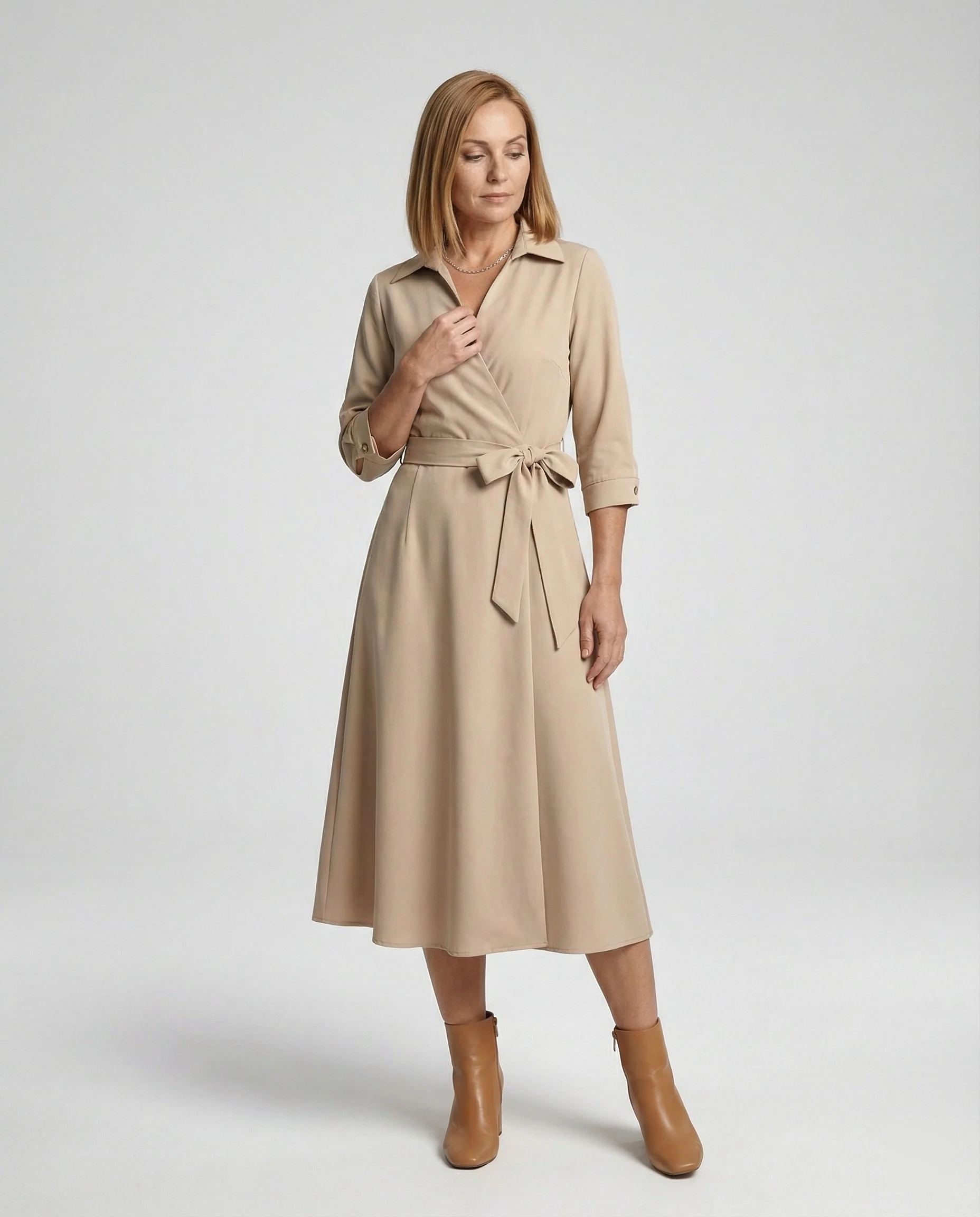Satin Maxikleid Wickeloptik Damen - Image 6