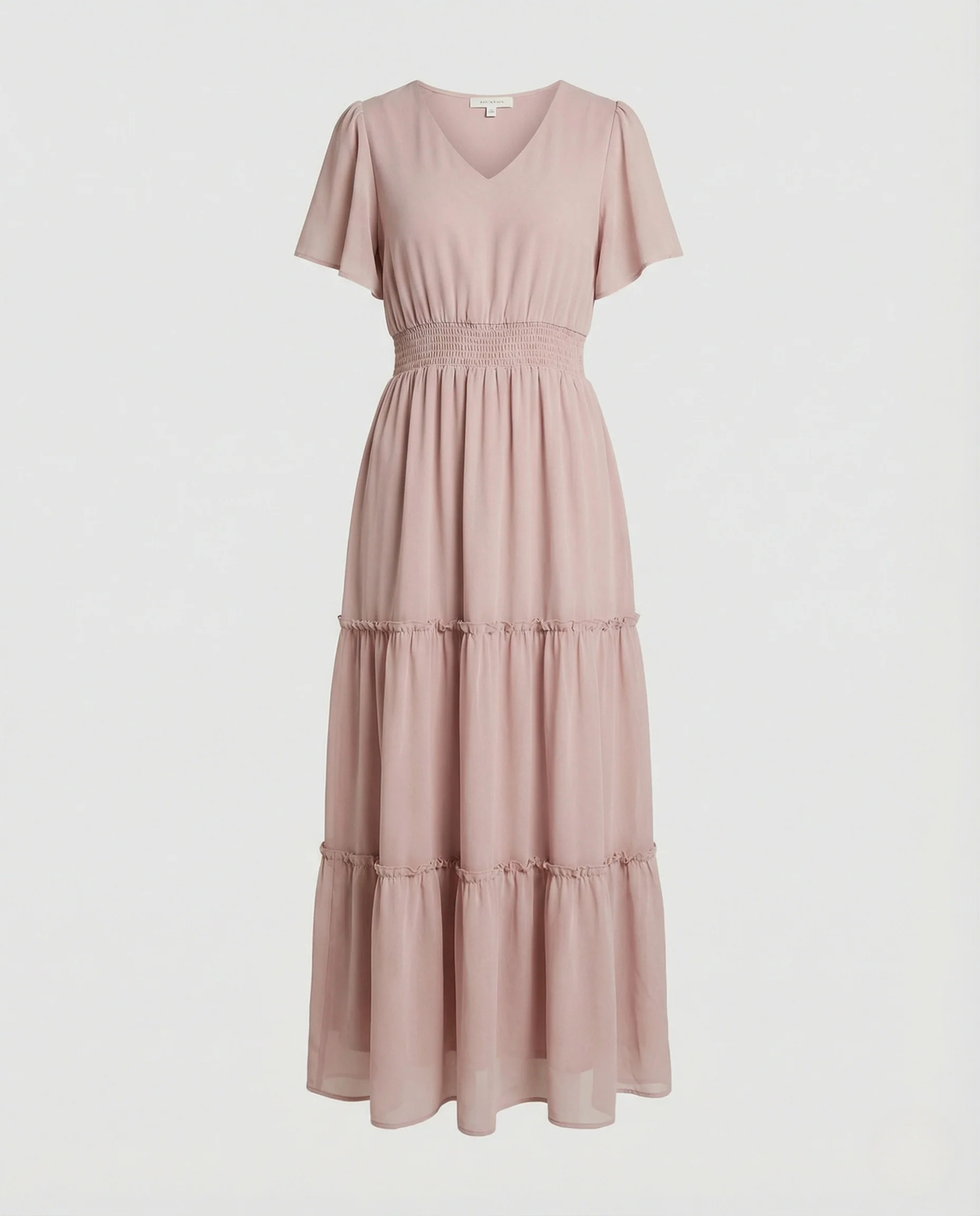 Damen Stufen-Maxikleid mit Smockbund und Volantärmeln - Image 5