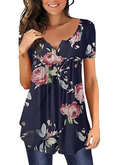 Damen Tunika Damen U-Ausschnitt Print - Image 14