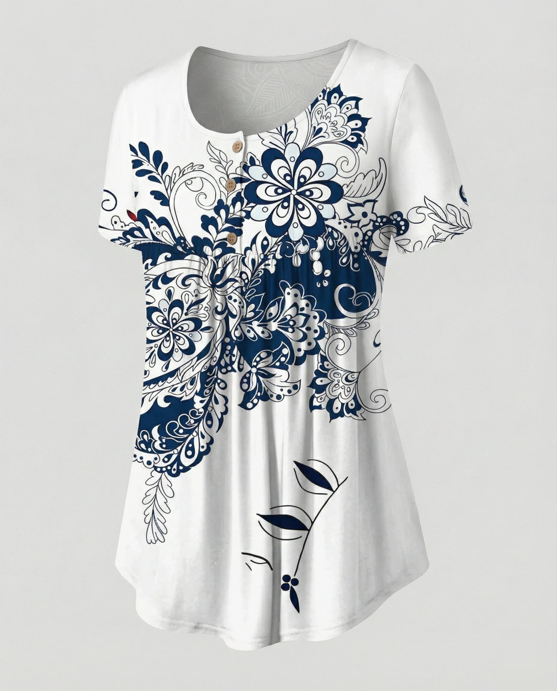 Damen Tunika Damen U-Ausschnitt Print - Image 22