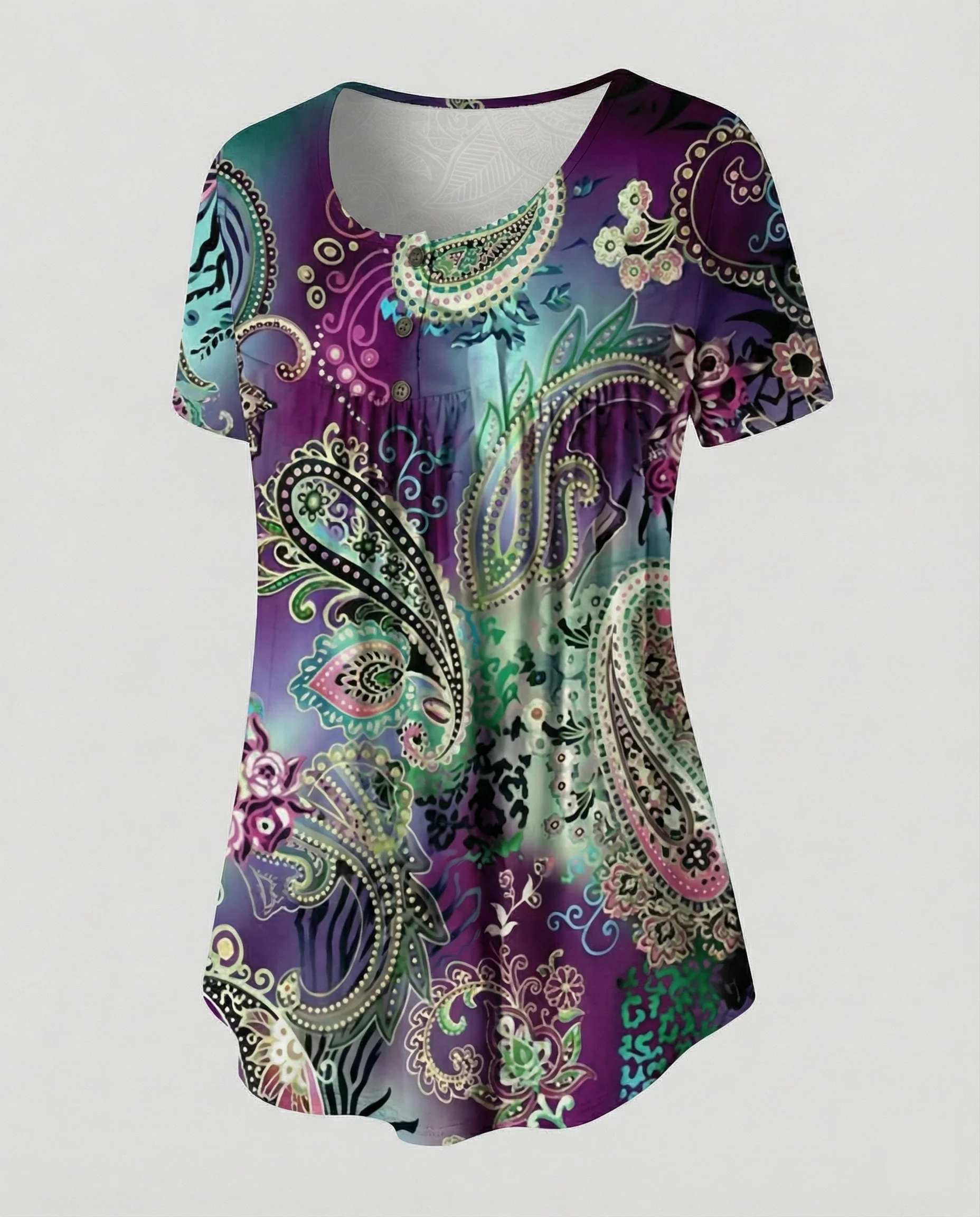 Damen Tunika Damen U-Ausschnitt Print - Image 28
