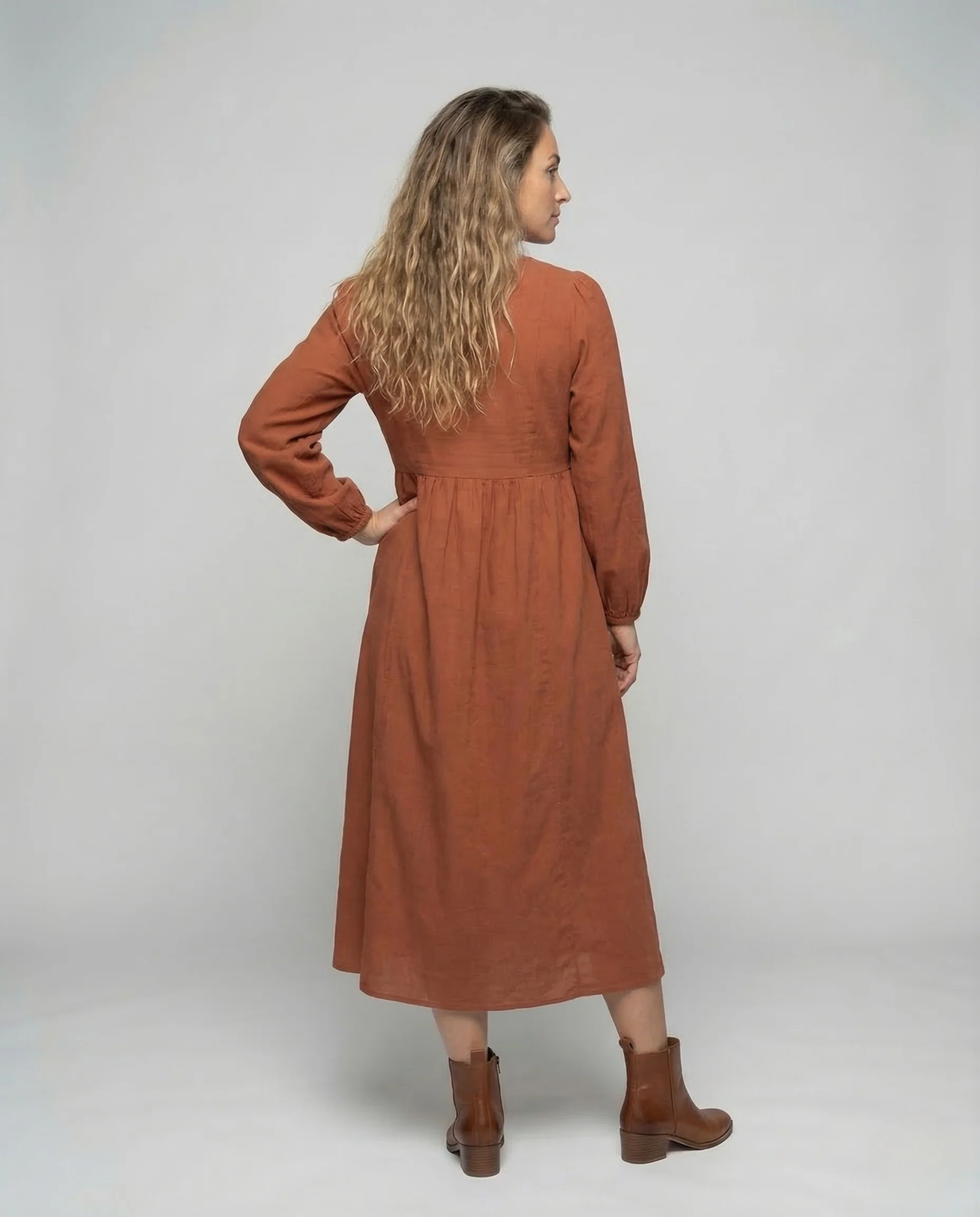Damen Viskose Maxikleid V Ausschnitt Empire - Image 4