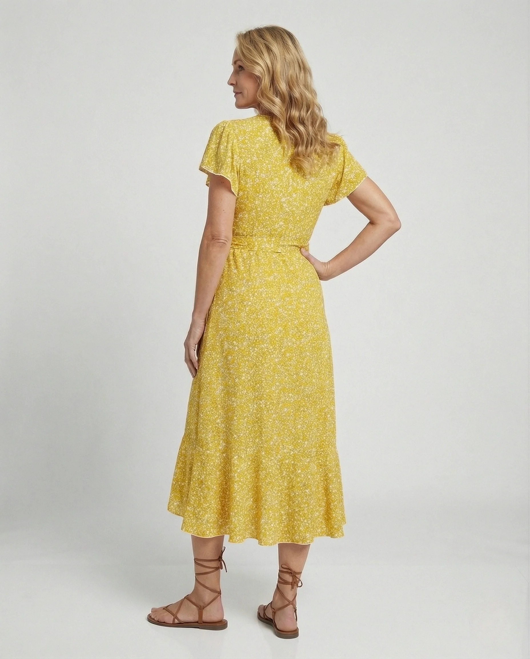 Damen Wickelkleid Chiffon Midikleid - Image 4