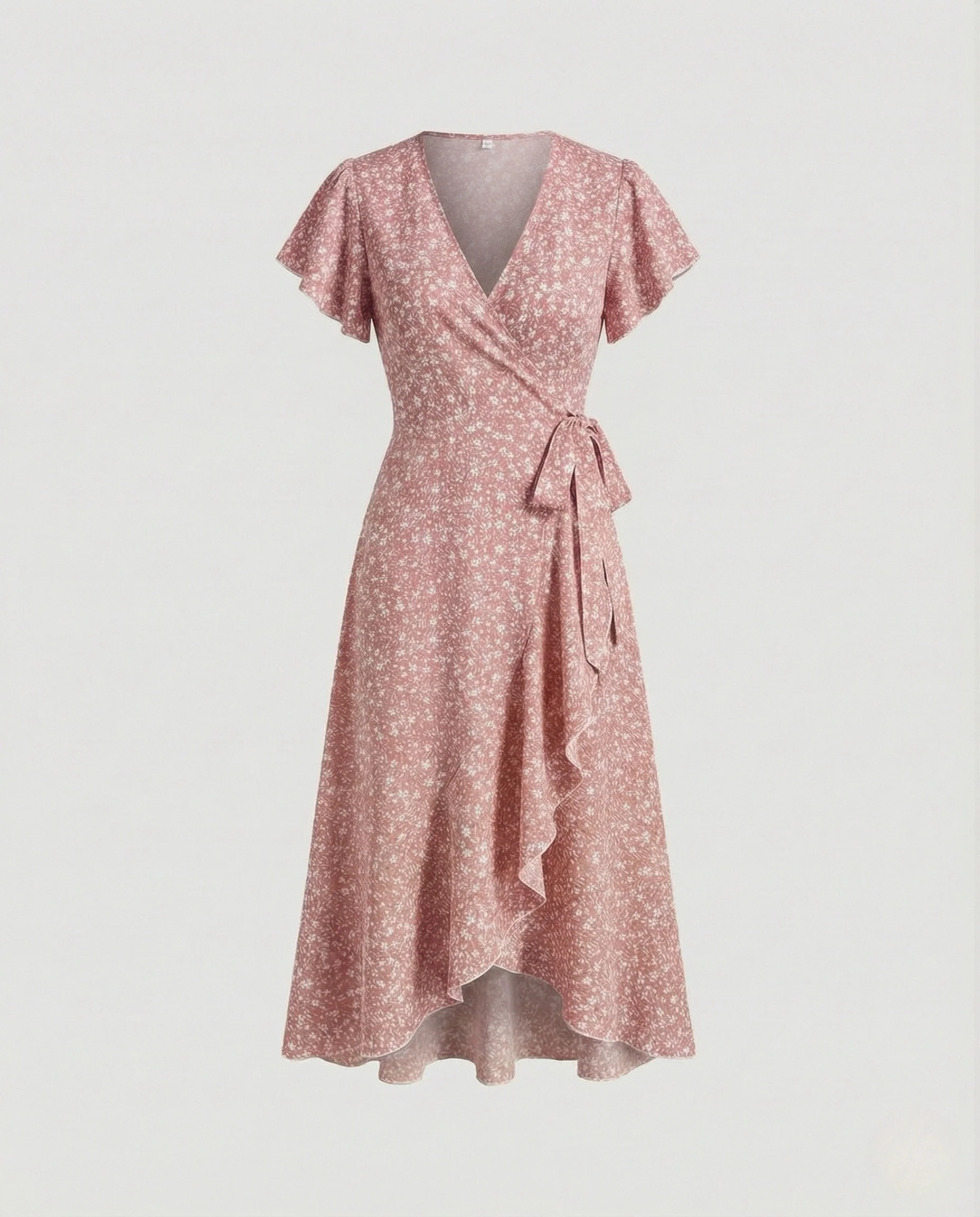 Damen Wickelkleid Chiffon Midikleid - Image 9