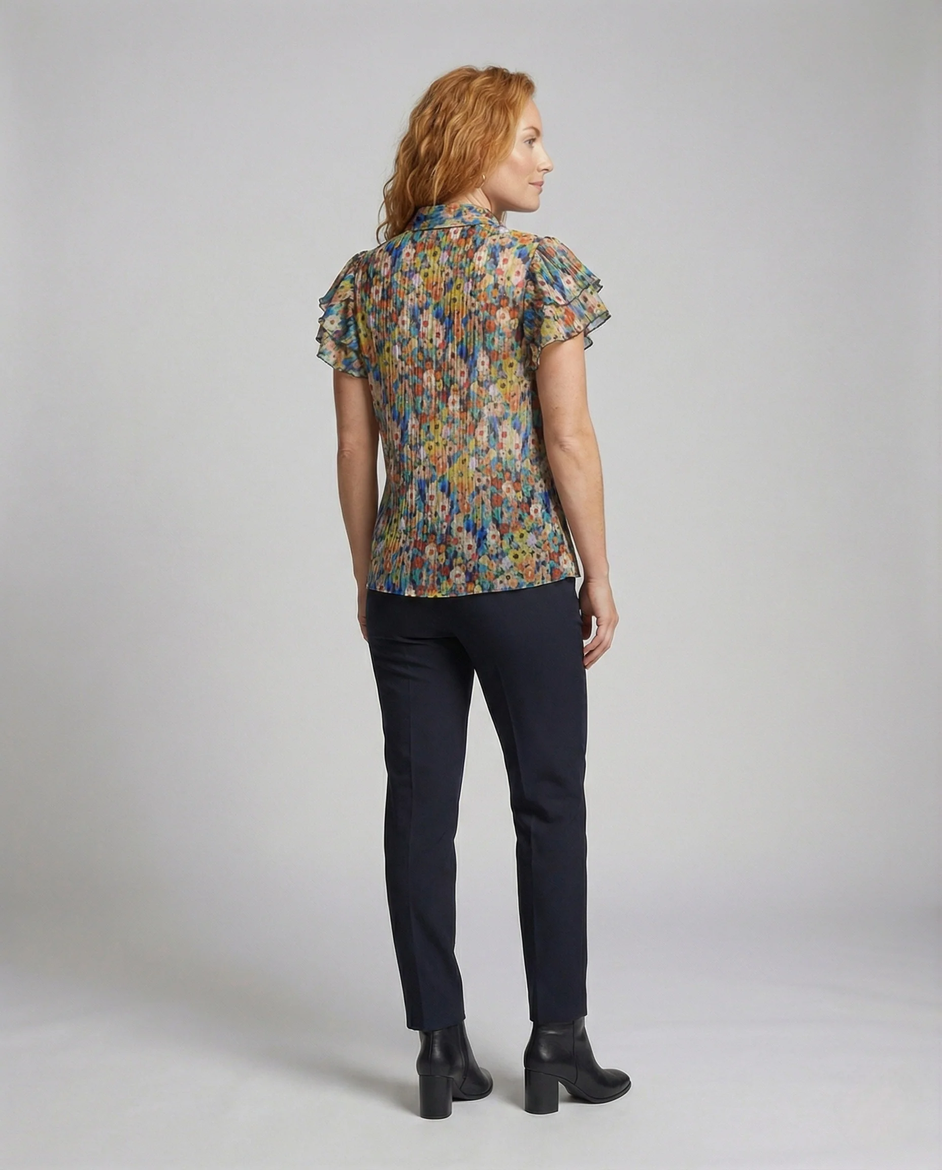 Damen Florale Chiffon Hemdbluse - Image 3