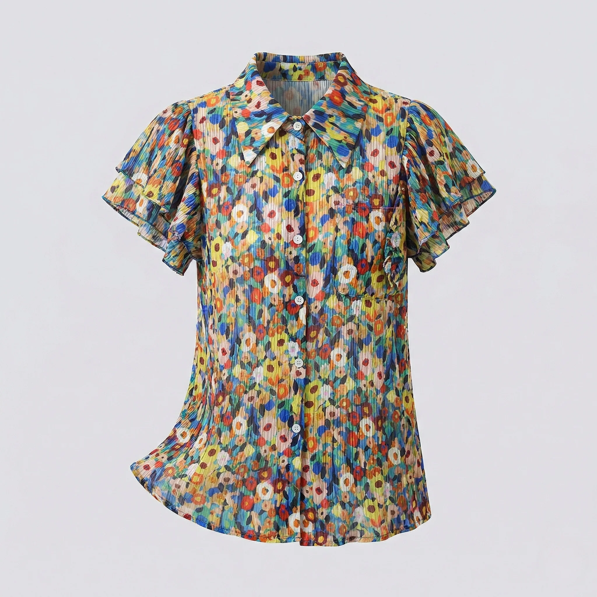 Damen Florale Chiffon Hemdbluse - Image 5
