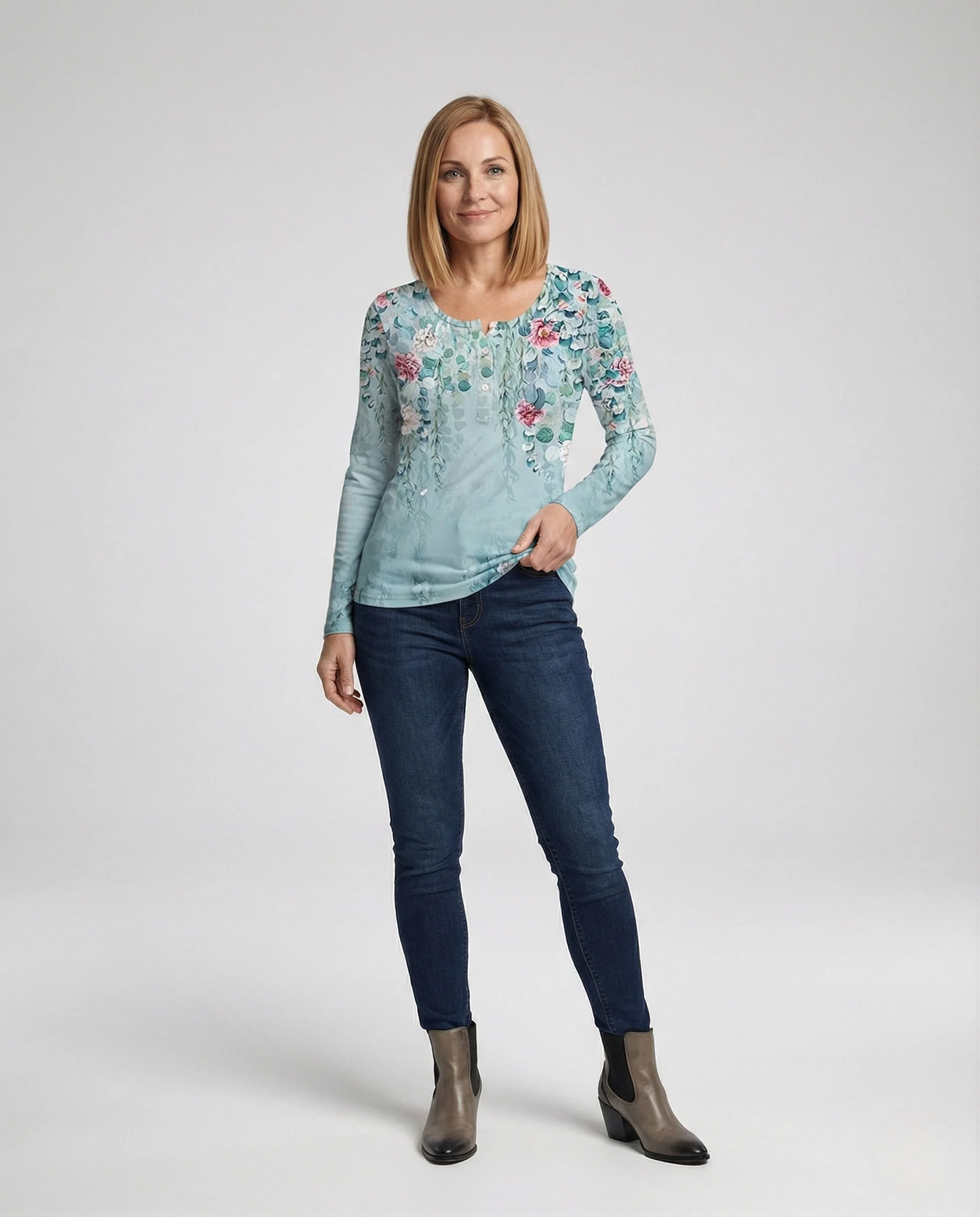 Florale Tunika Bluse Damen Locker - Image 2