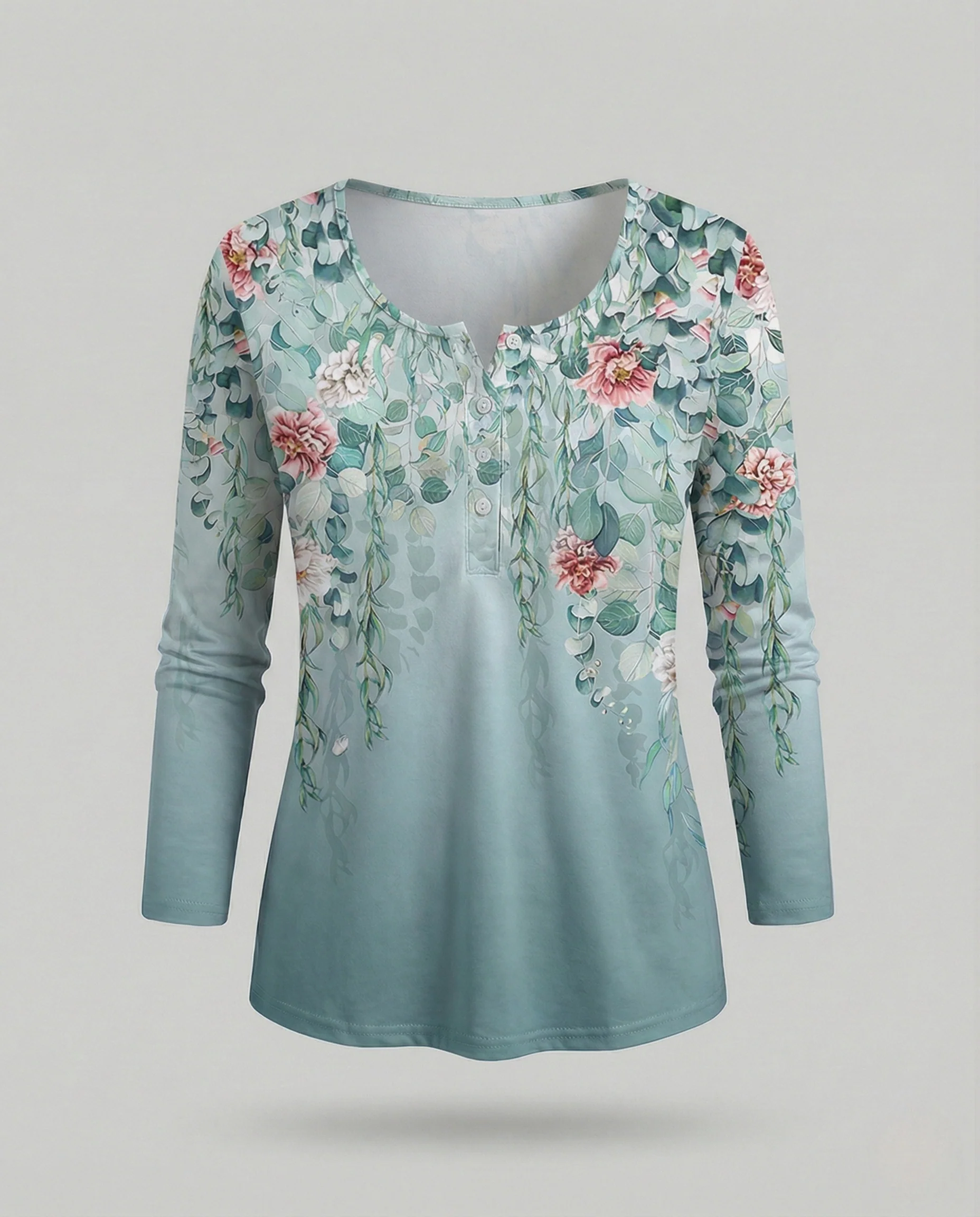 Florale Tunika Bluse Damen Locker - Image 5