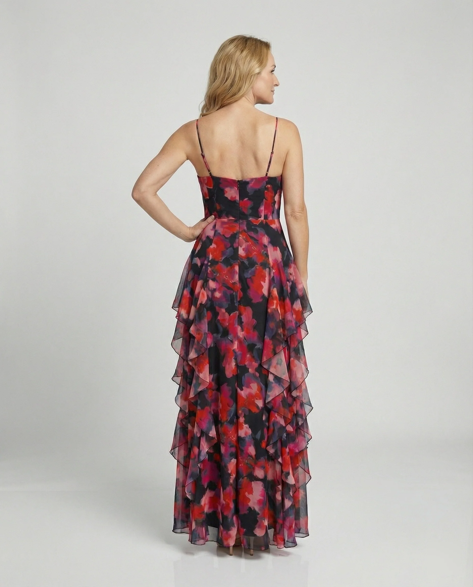Damen Blumenkleid Maxikleid Chiffon - Image 5