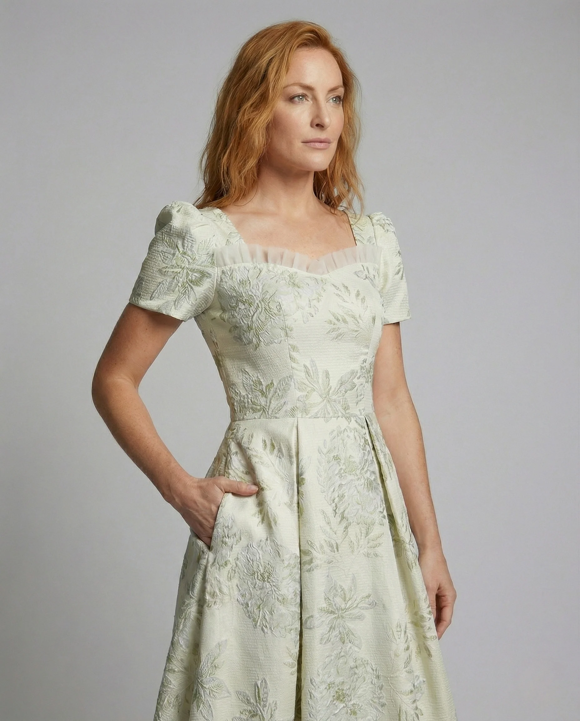 Damen Florales Jacquard Ballkleid - Image 2