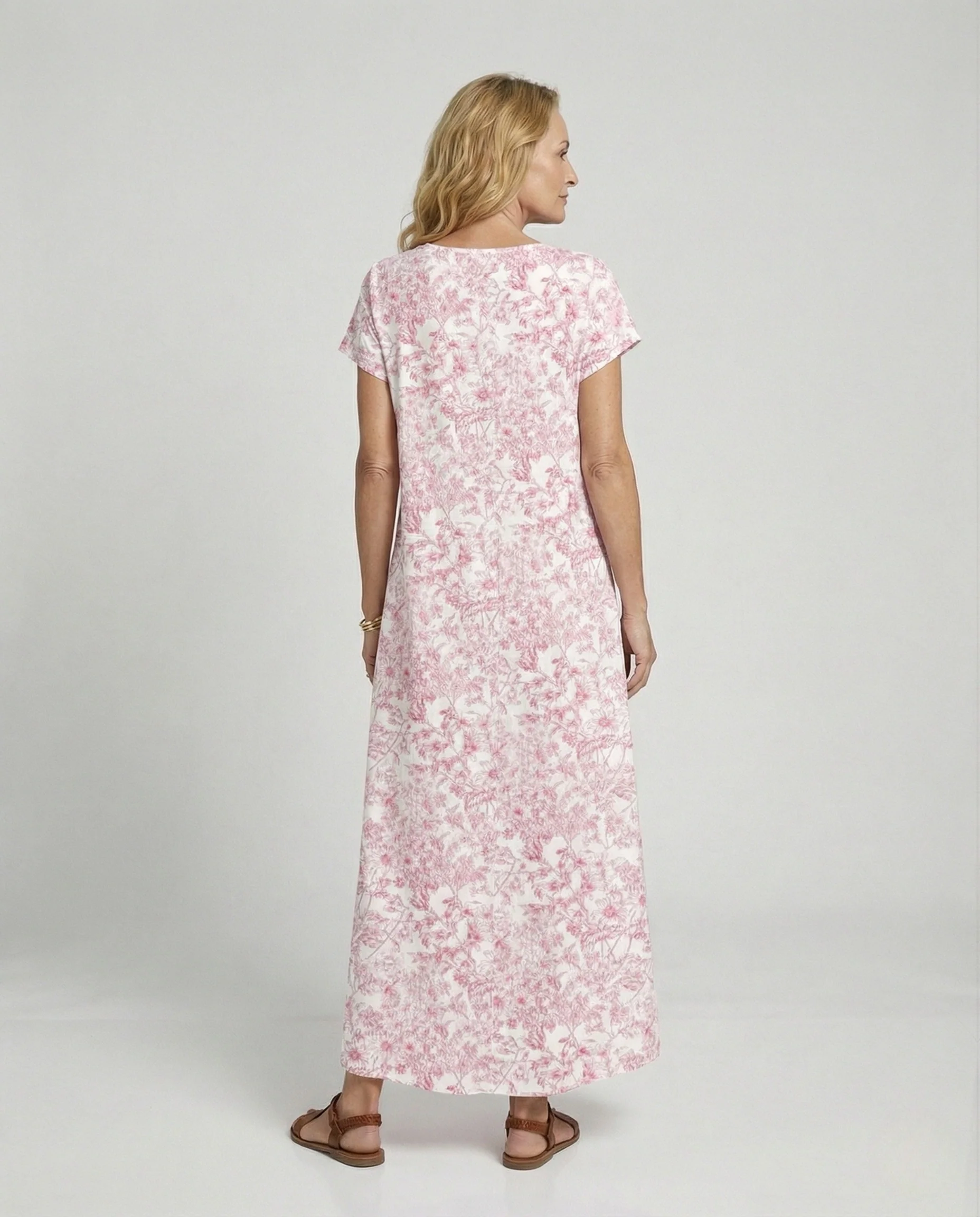 Damen Blumenkleid Maxikleid Baumwolle - Image 4