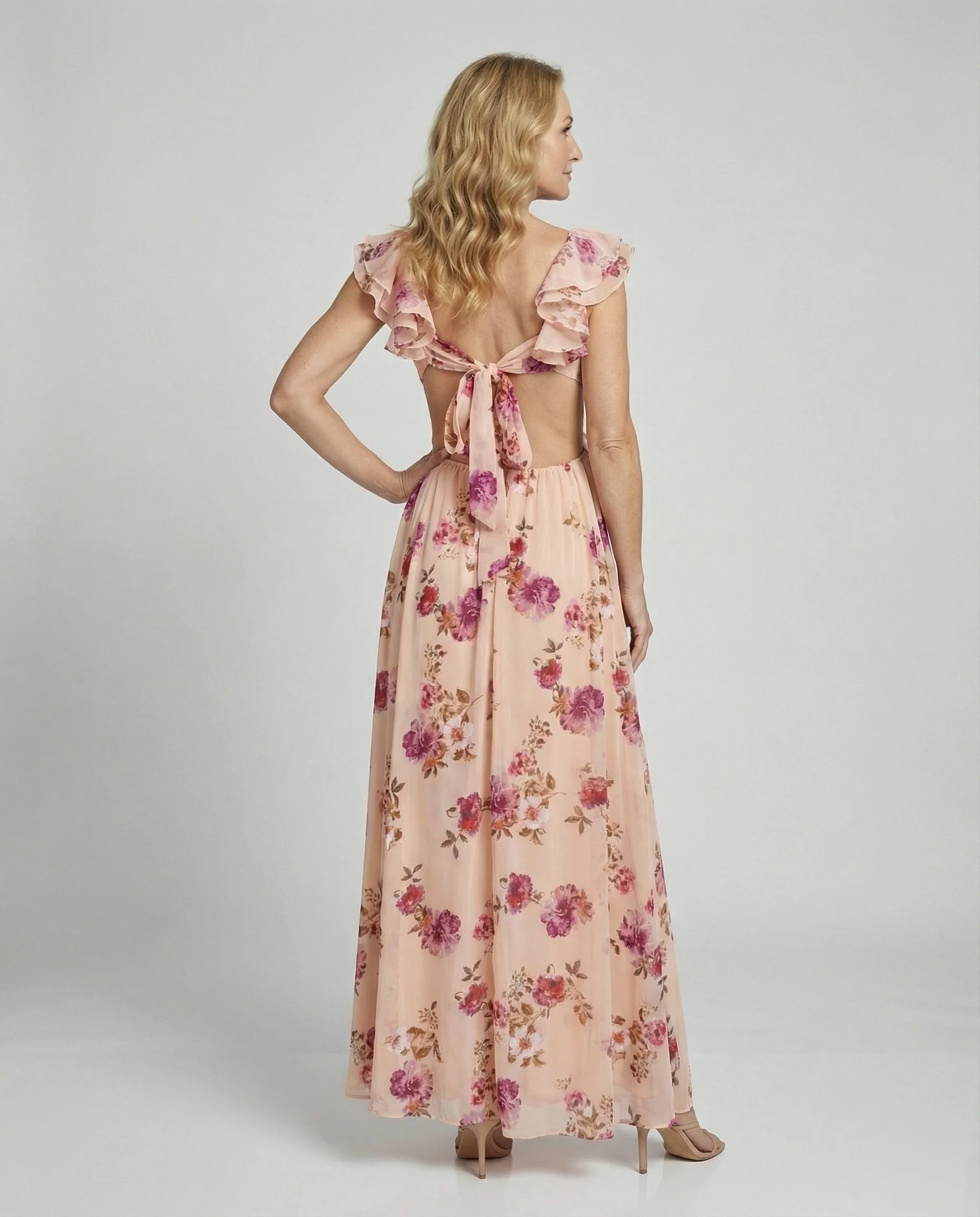 Damen Blumenkleid Maxikleid mit Schlitz - Image 3