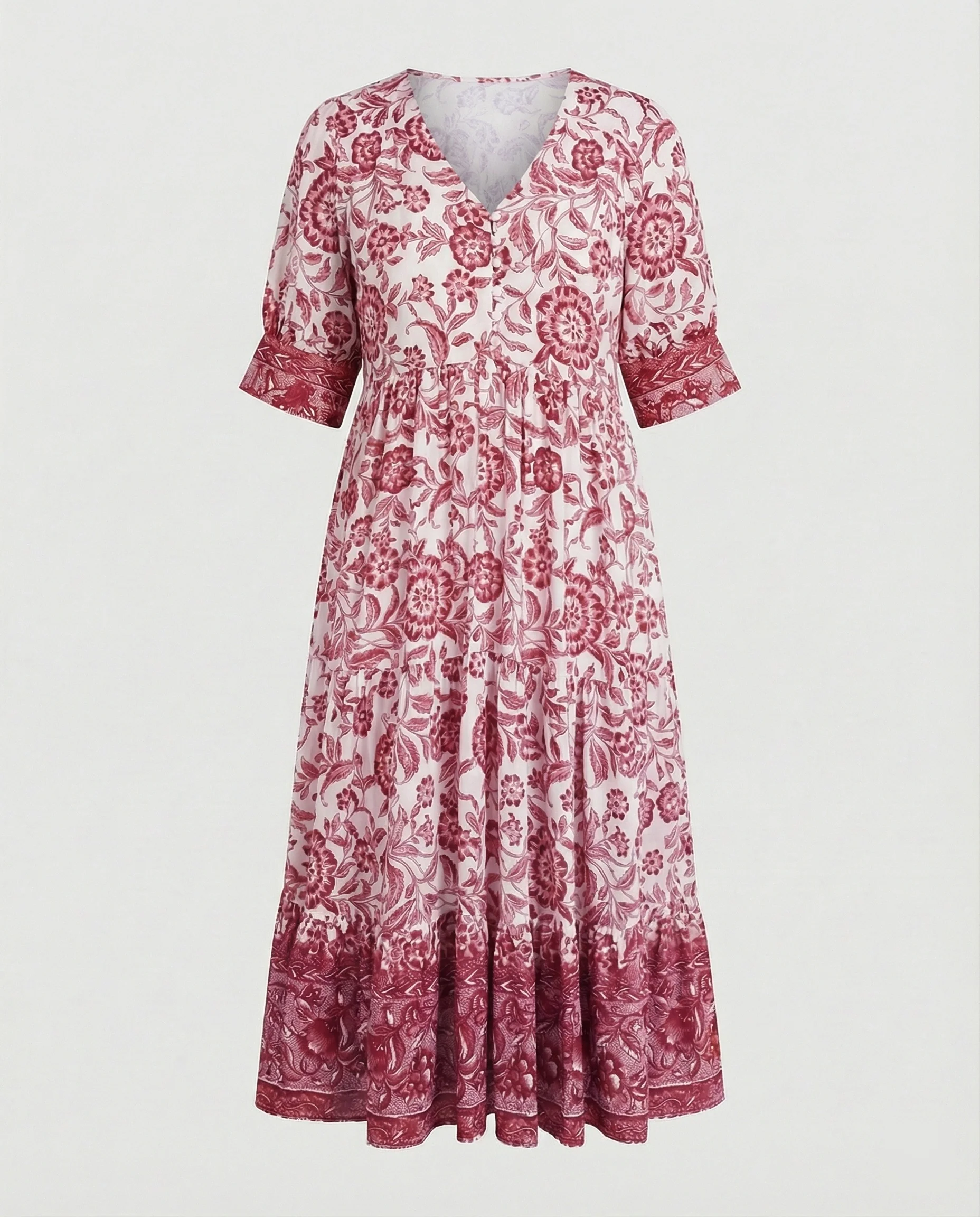 Damen Blumenkleid Midi Boho - Image 5