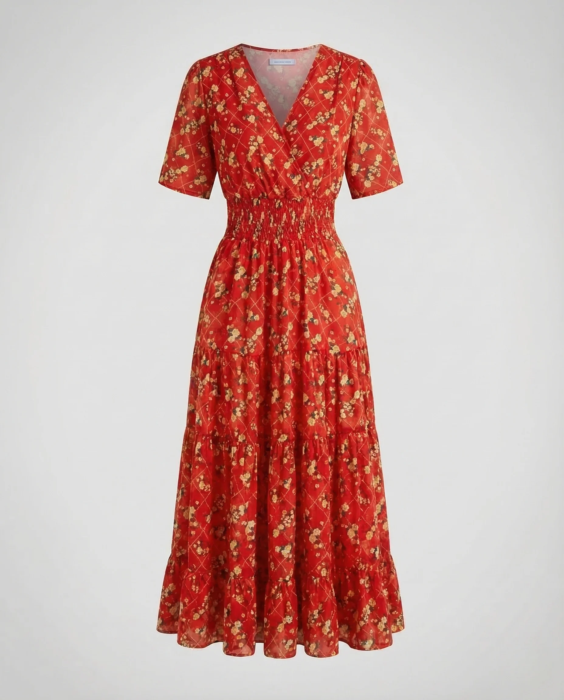 Damen Midikleid Blumen V Ausschnitt - Image 10
