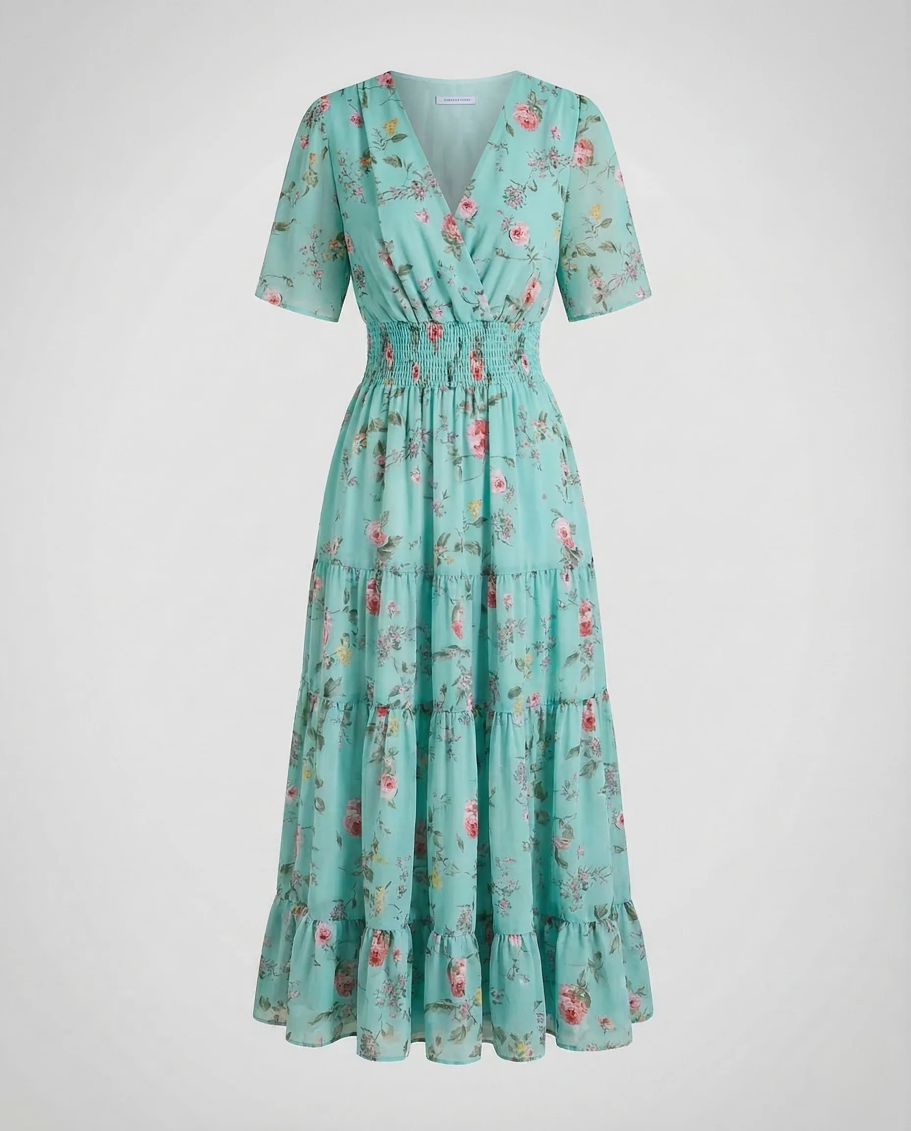Damen Midikleid Blumen V Ausschnitt - Image 12