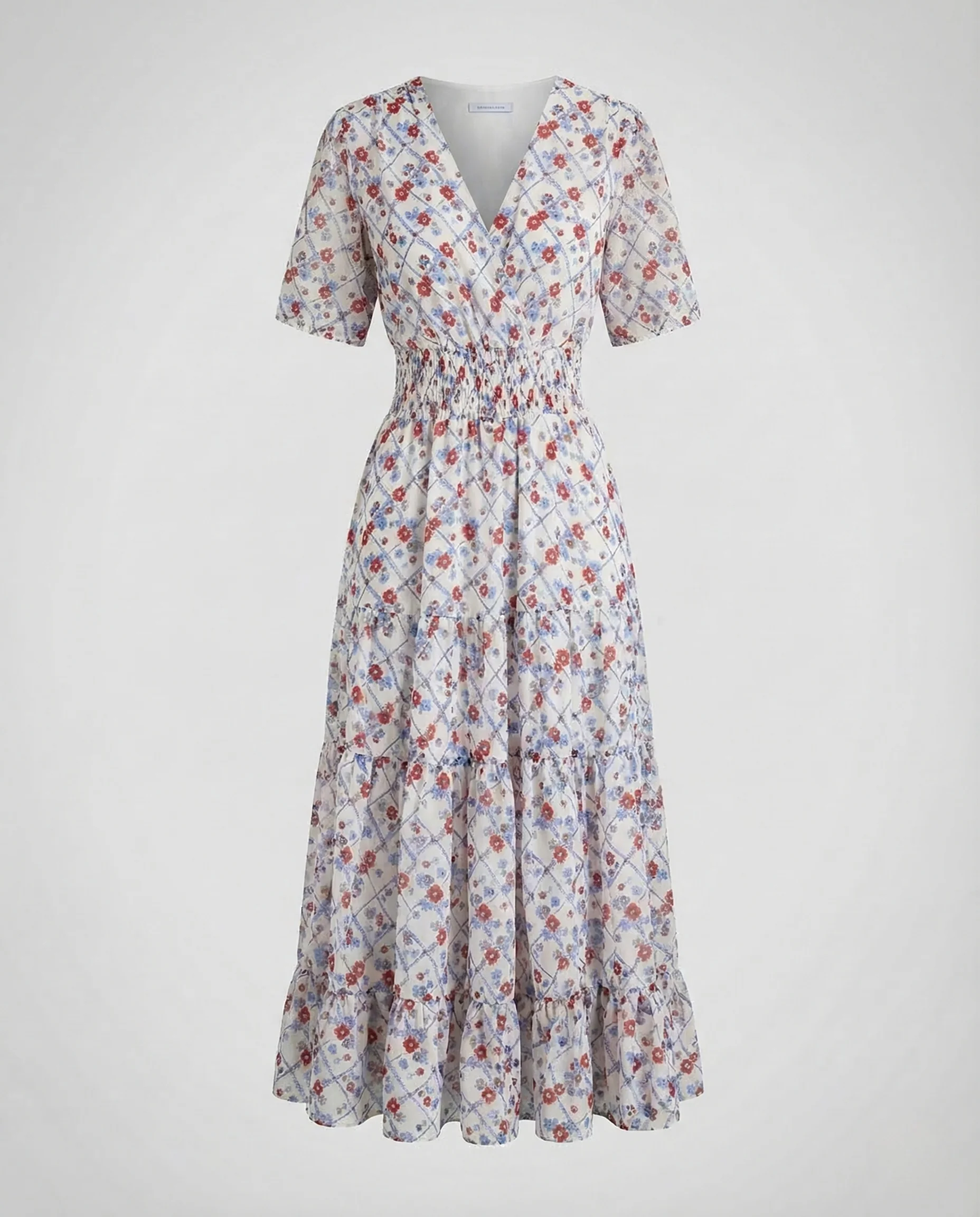 Damen Midikleid Blumen V Ausschnitt - Image 7