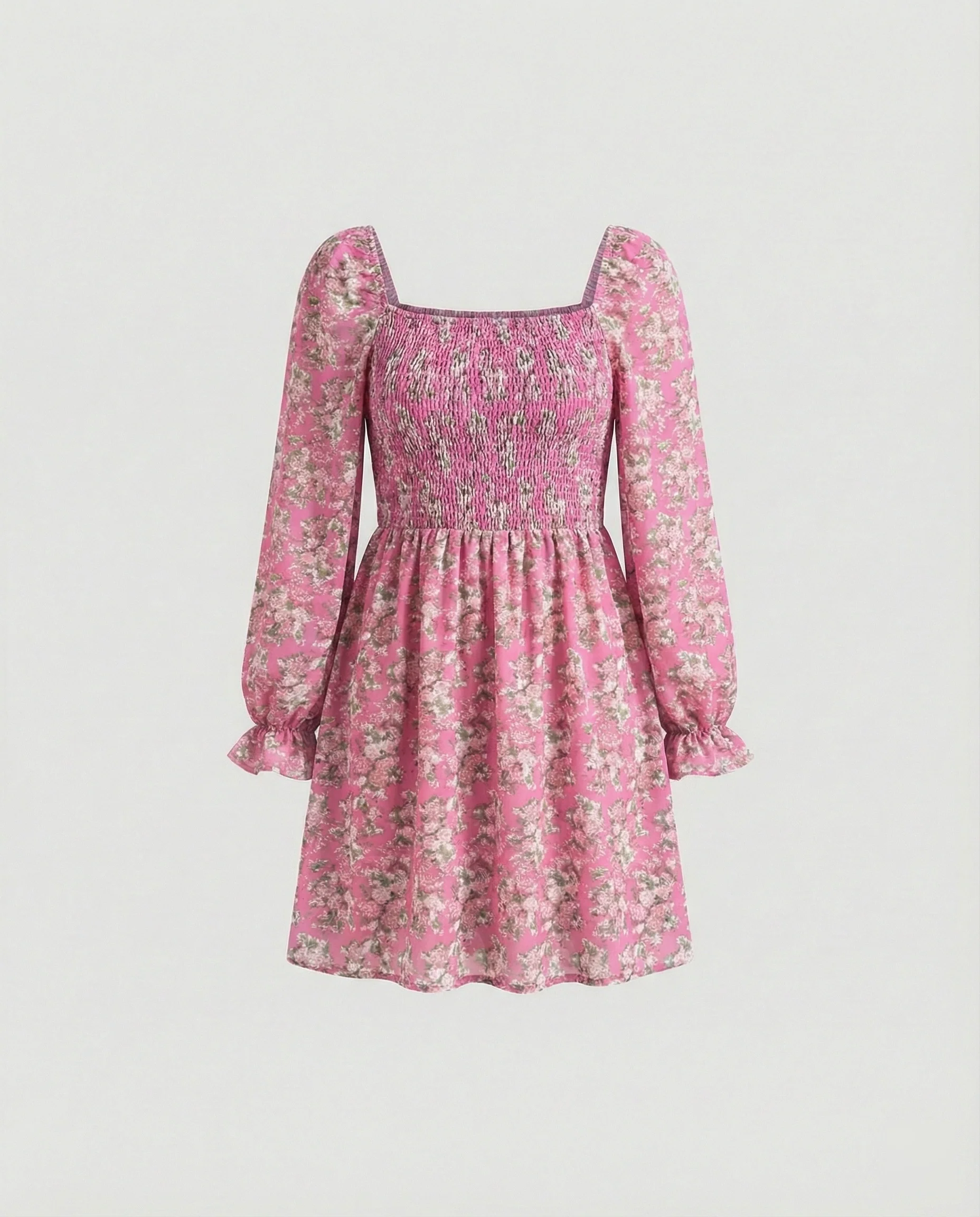 Damen Blumenkleid Mini mit Smok - Image 2