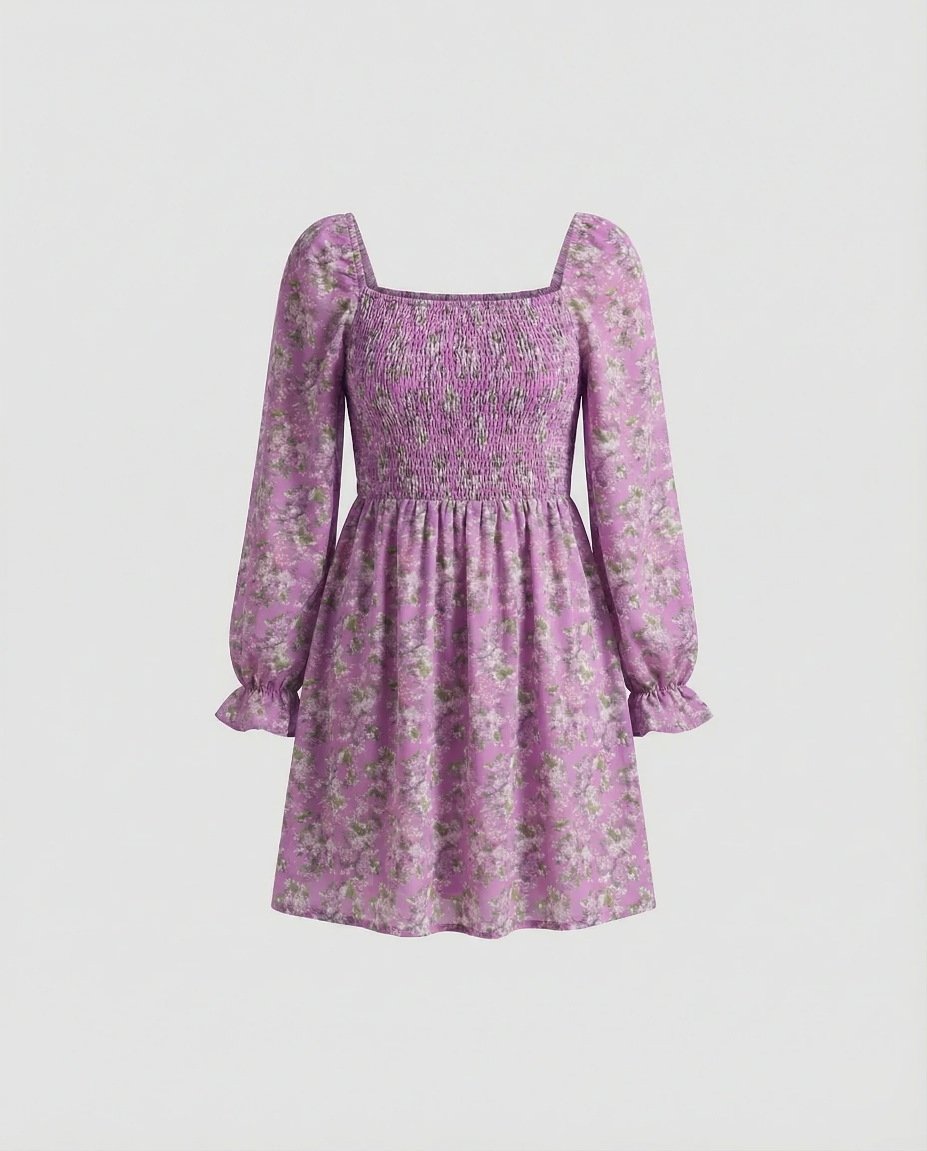 Damen Blumenkleid Mini mit Smok - Image 3