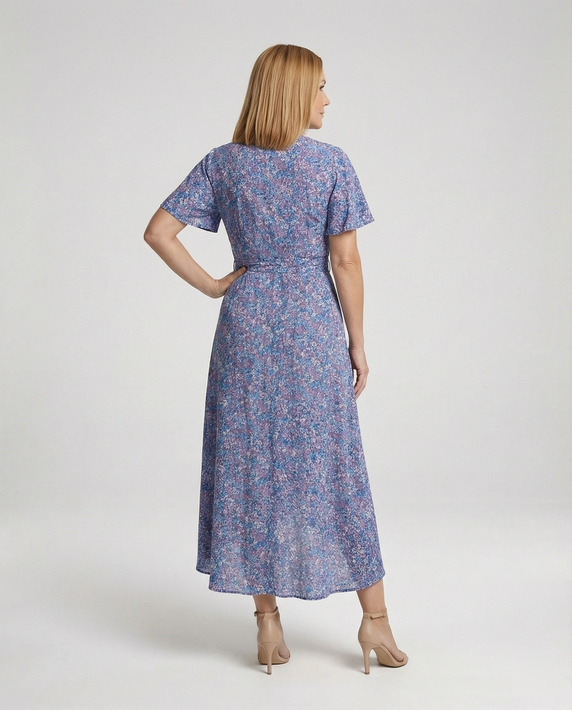 Damen Blumenkleid Midi mit Gürtel - Image 4