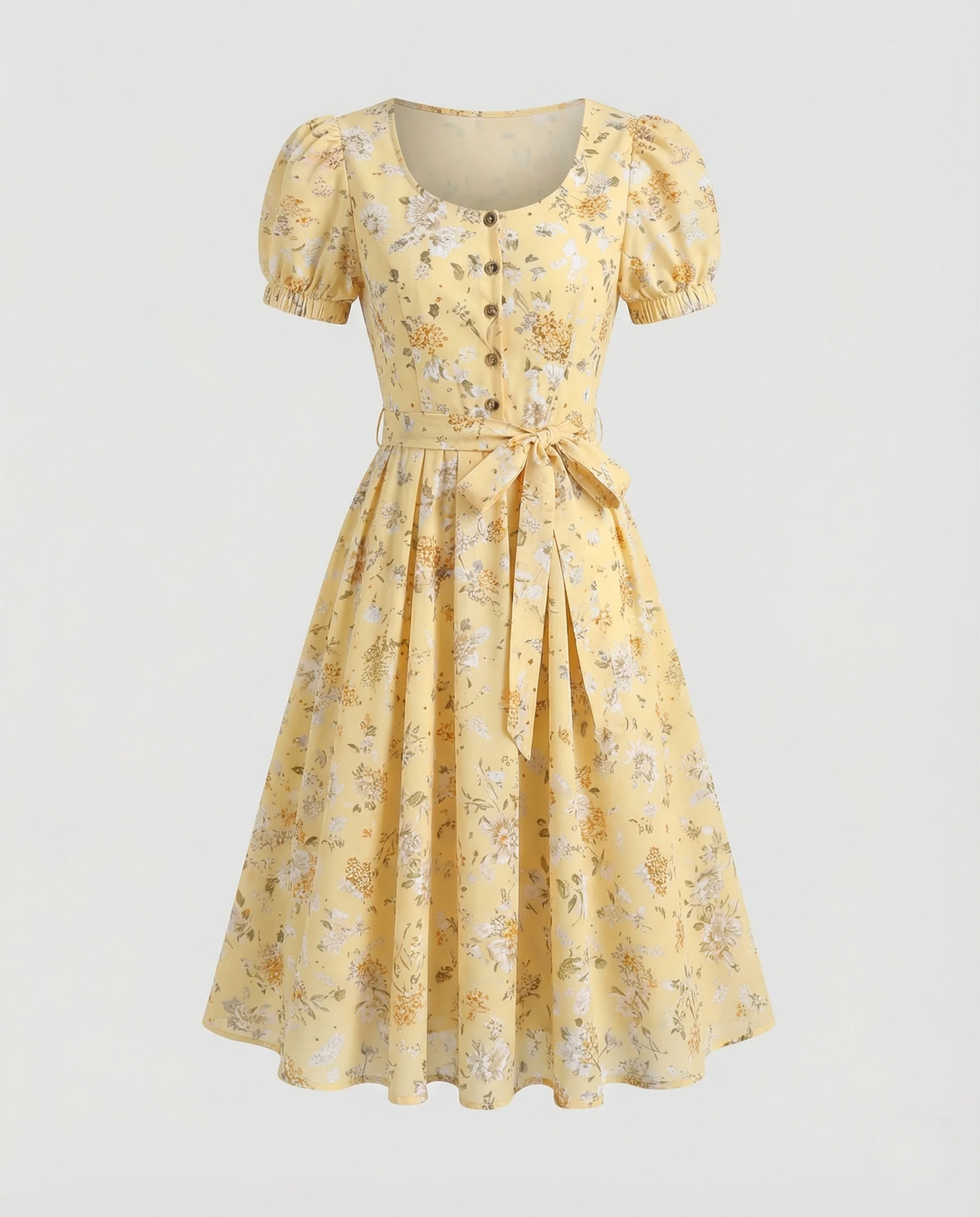 Damen Geblümtes Midikleid mit Puffärmeln - Image 5