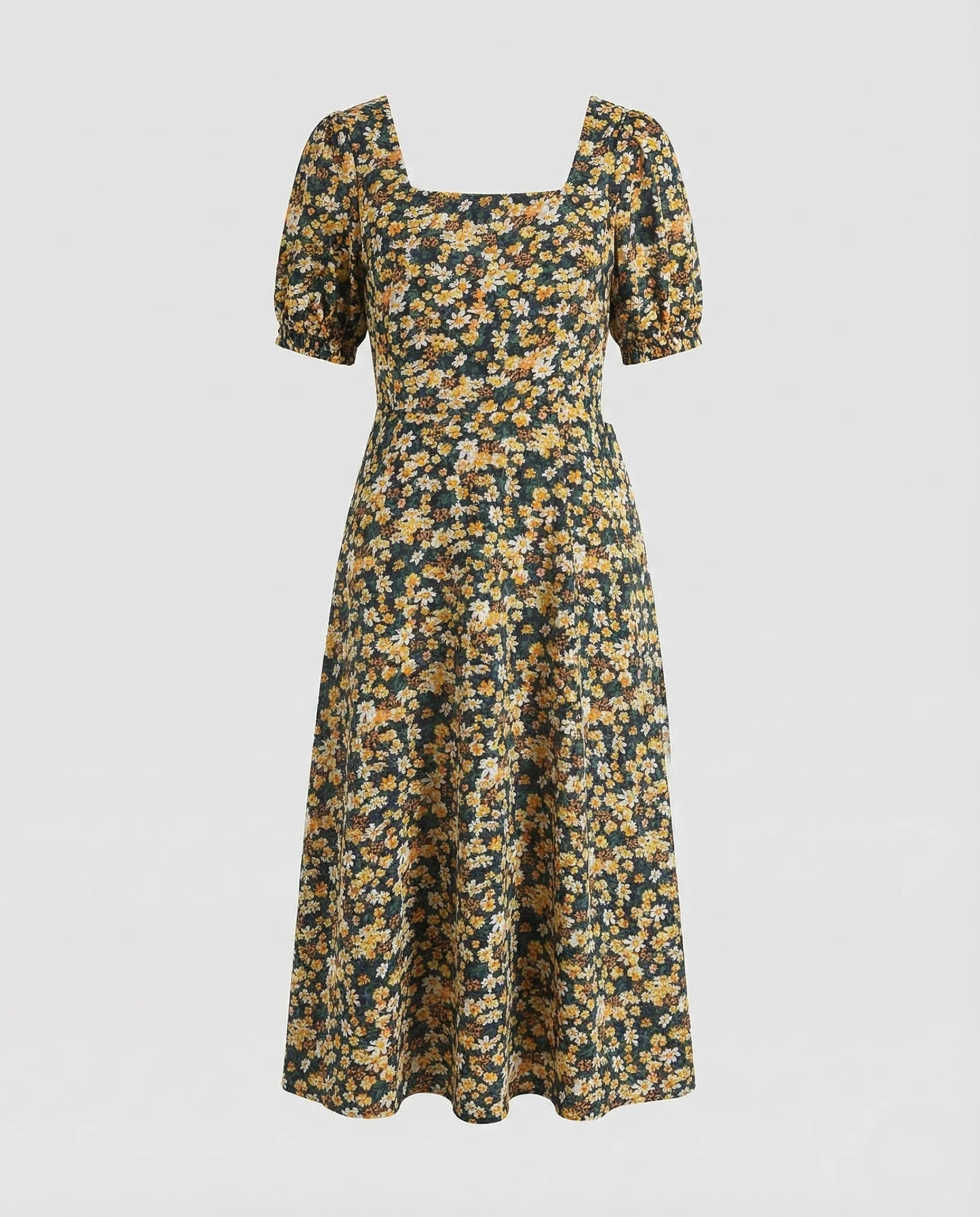 Damen Midikleid Blumen Puffärmel - Image 5