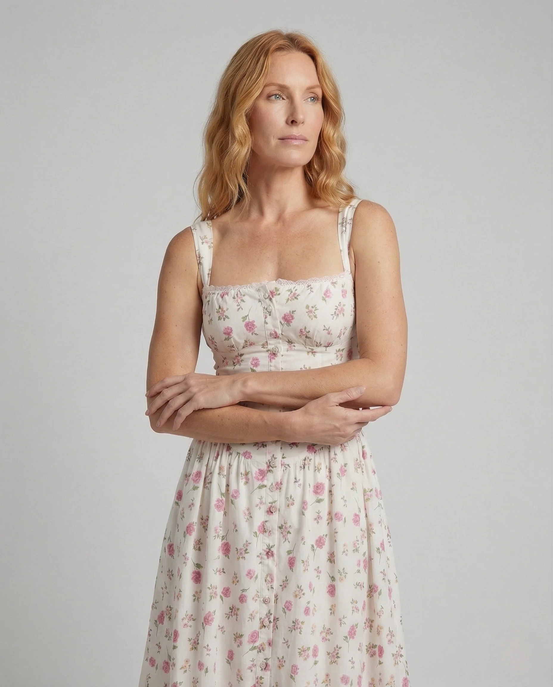 Damen Geblümtes Midikleid mit Empire Taille - Image 2