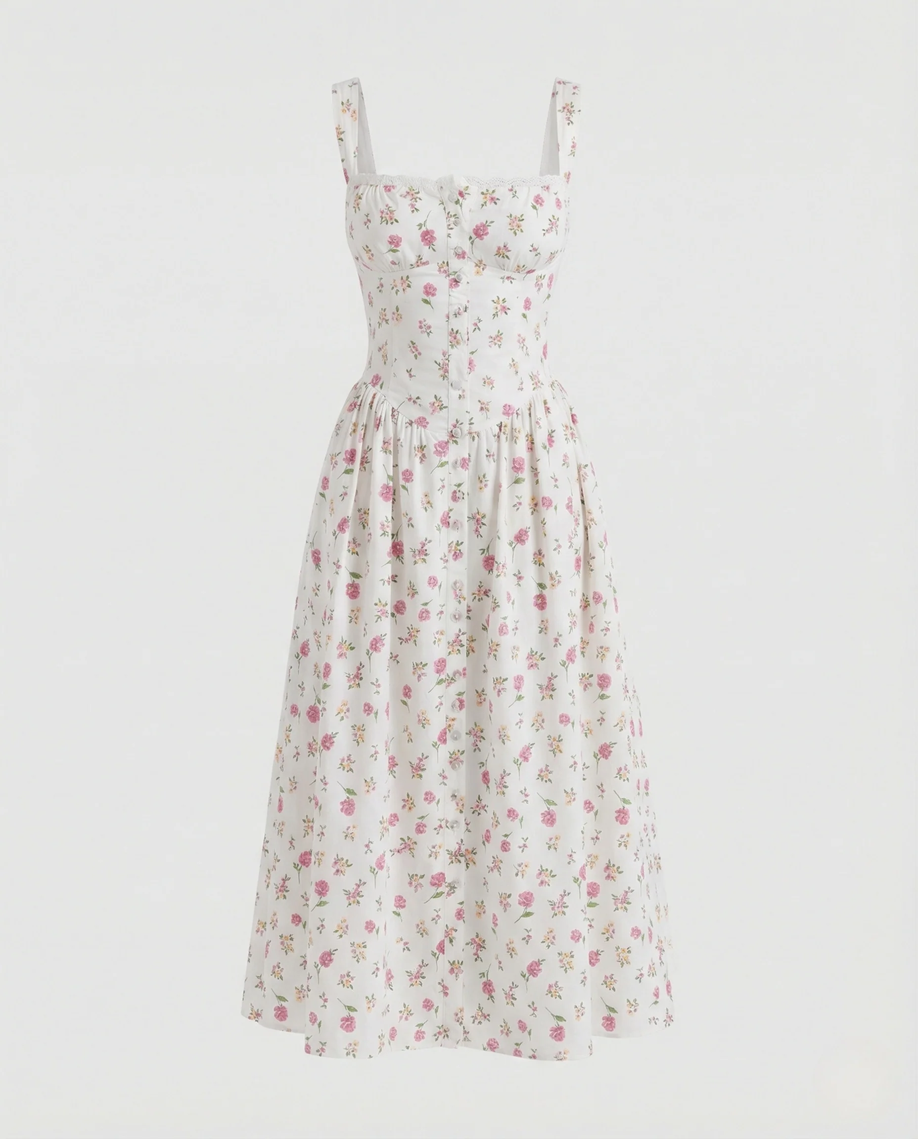 Damen Geblümtes Midikleid mit Empire Taille - Image 4