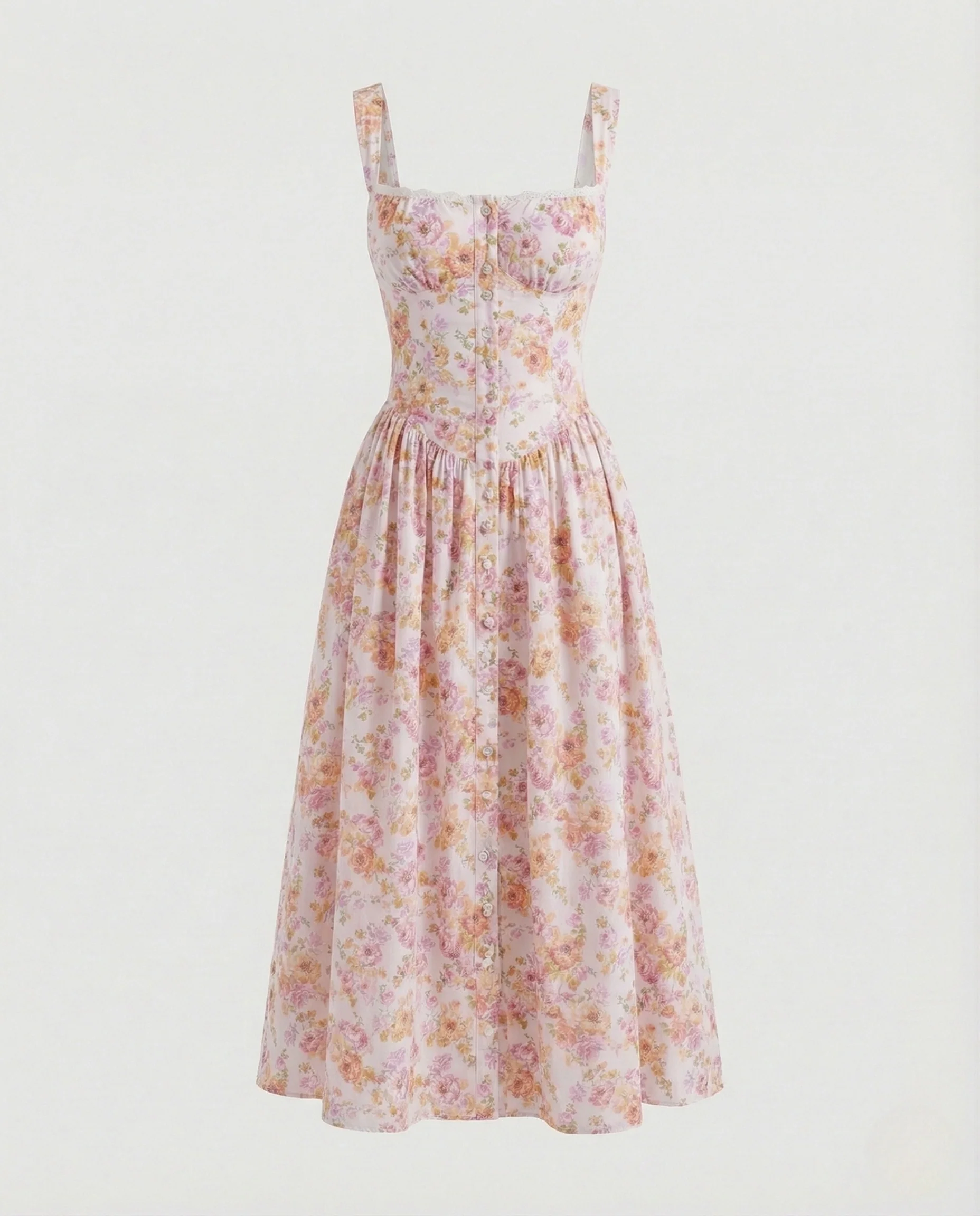 Damen Geblümtes Midikleid mit Empire Taille - Image 5
